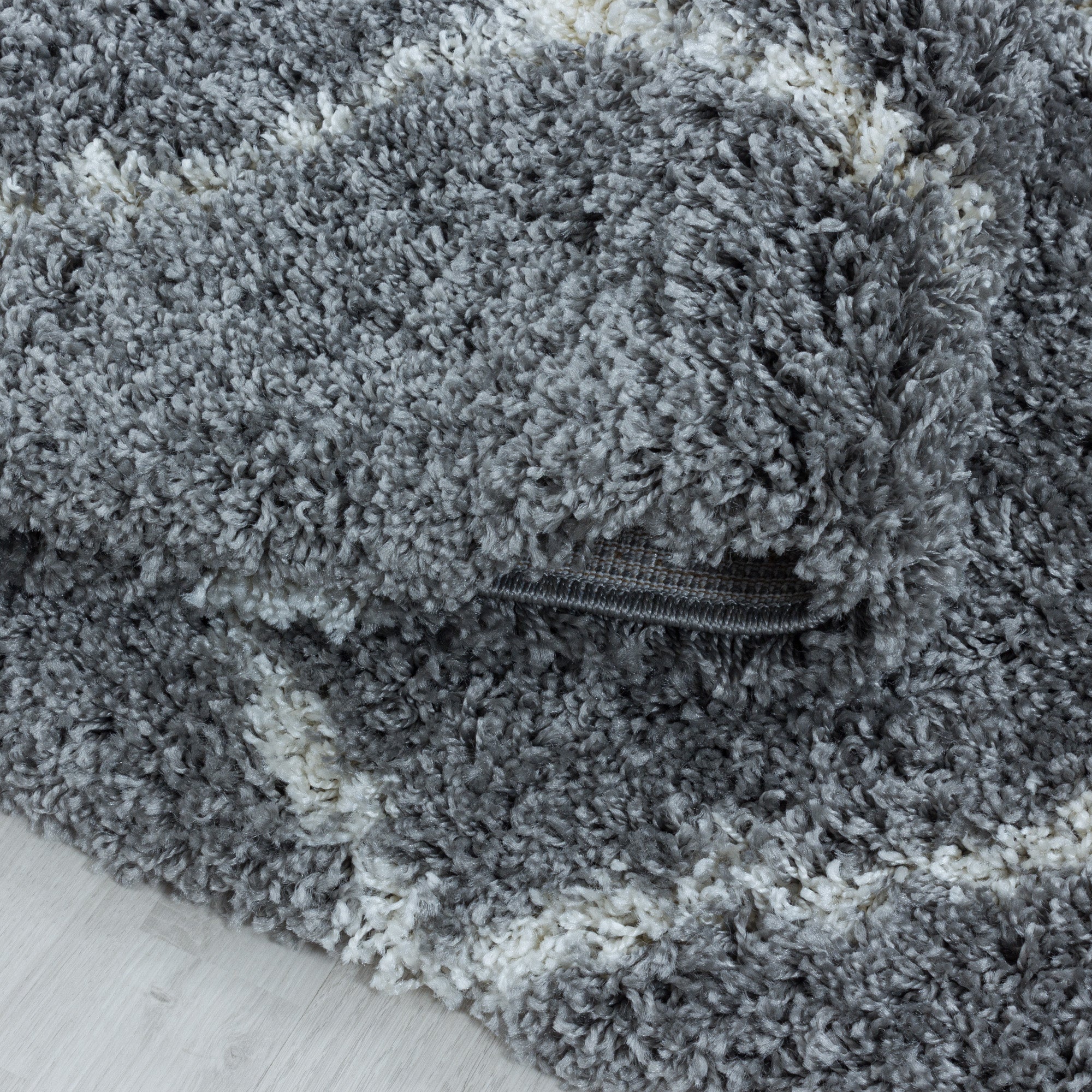 Runder Hochflor Teppich Skandinavische Rauten Design Shaggy Teppich Wohnzimmer