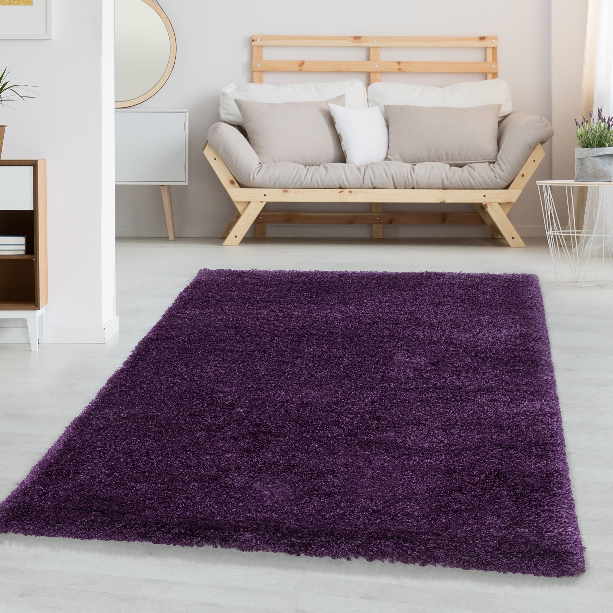 Hochflor Teppich Wohnzimmer Modern Shaggy Langflor Einfarbig Weich Felloptik