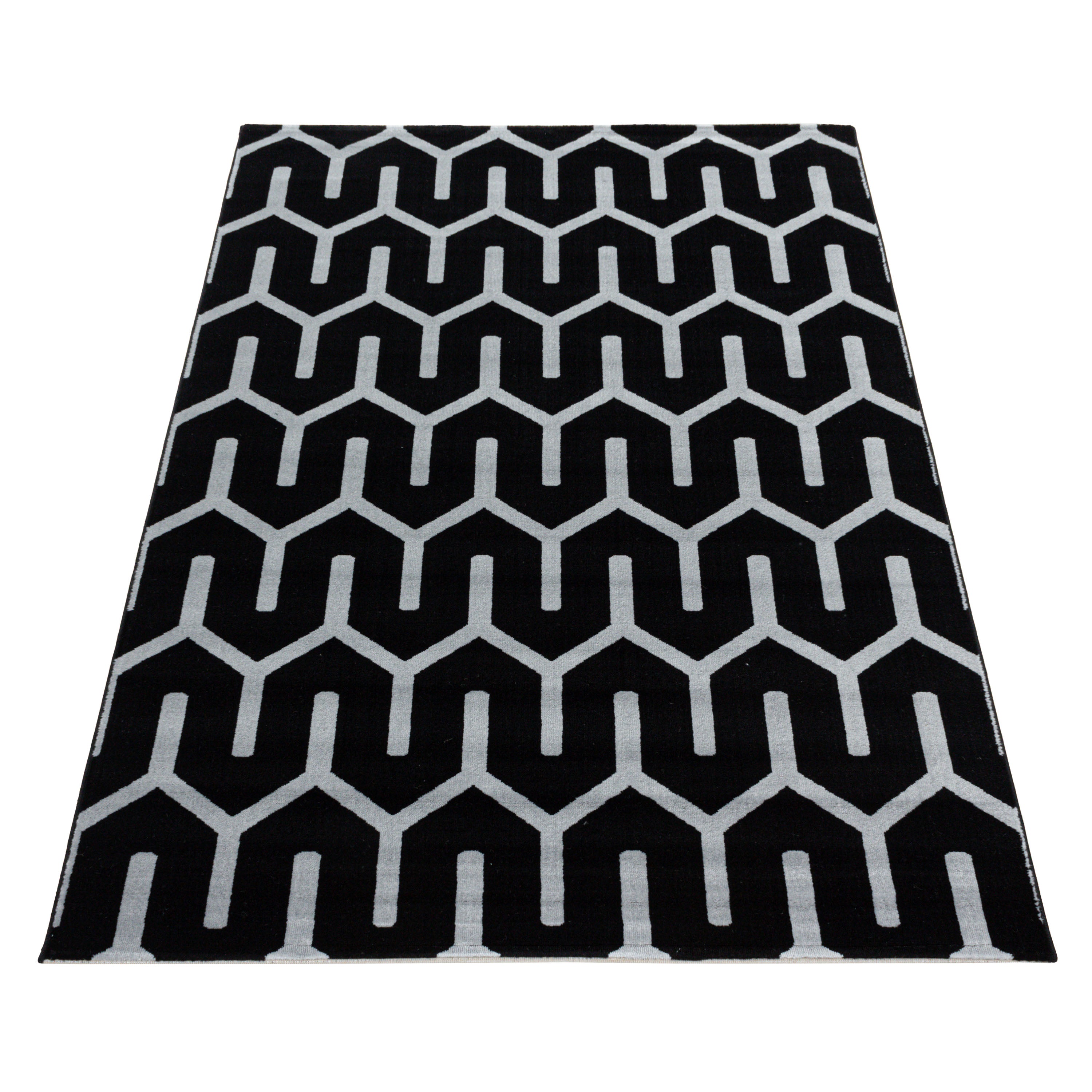 Tapis moderne à poils courts, Design géométrique, tapis moderne pour salon