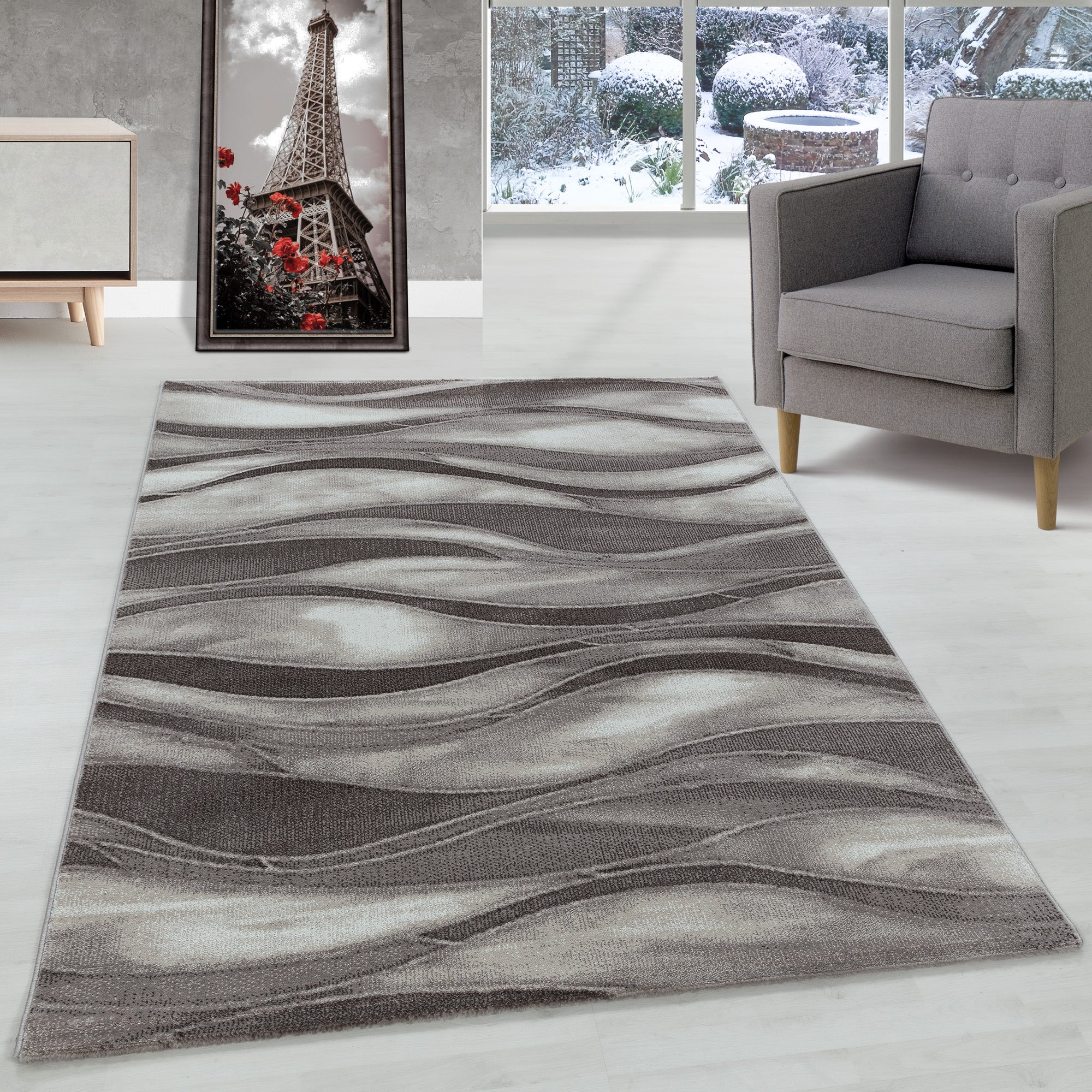 Modern short pile rug wave design rug modern style rug living room