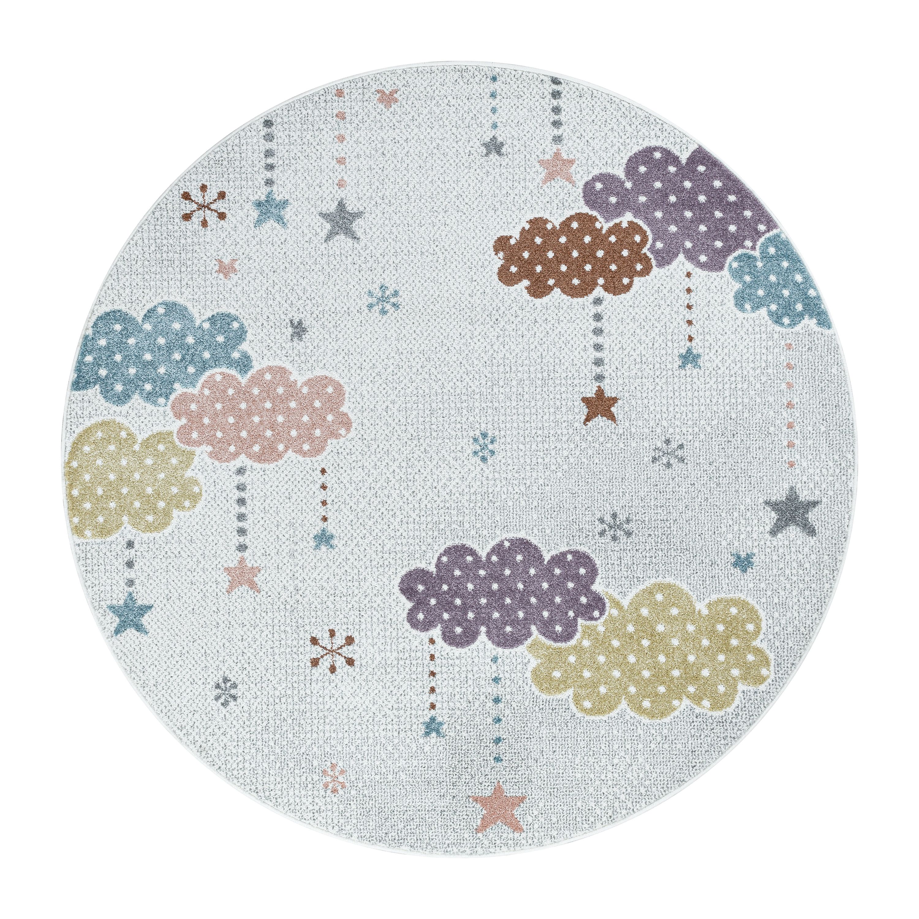 Kinderteppich Mond- und Stern Design Pflegeleicht Teppich Kinderzimmer