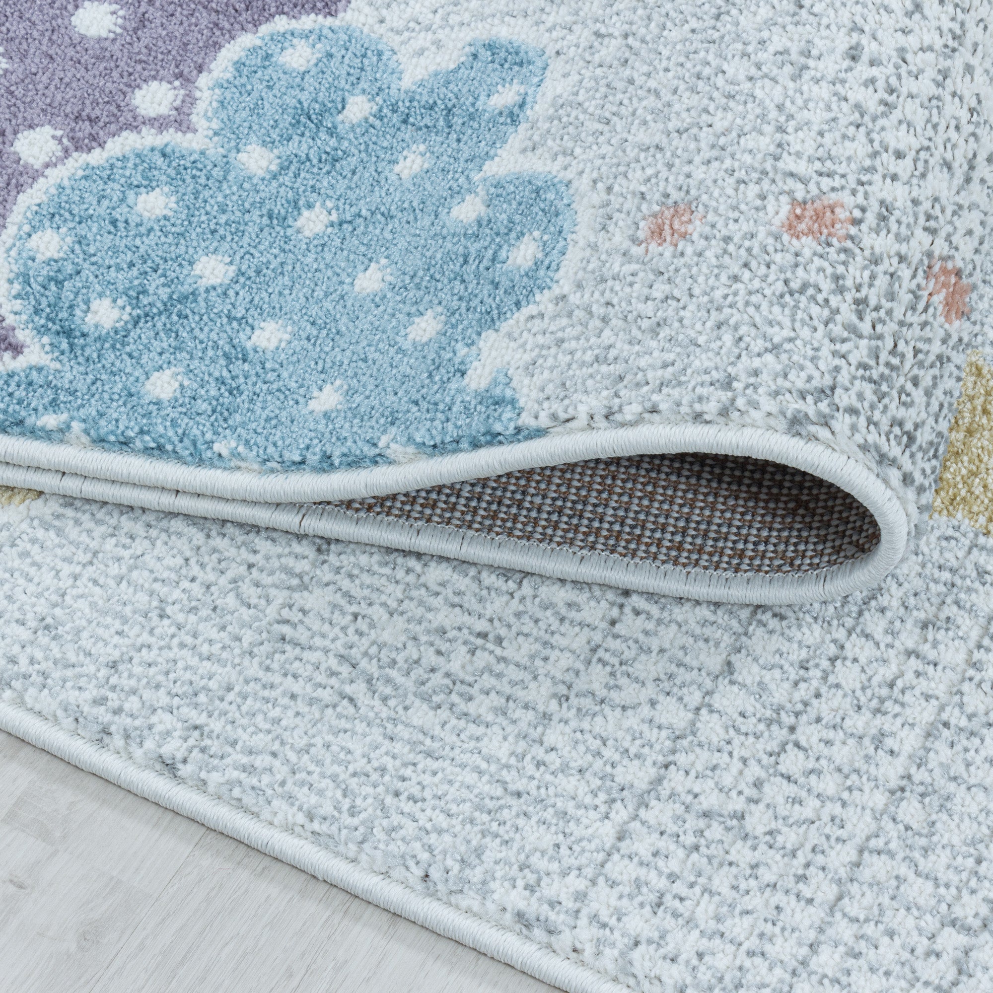 Kinderteppich Mond- und Stern Design Pflegeleicht Teppich Kinderzimmer