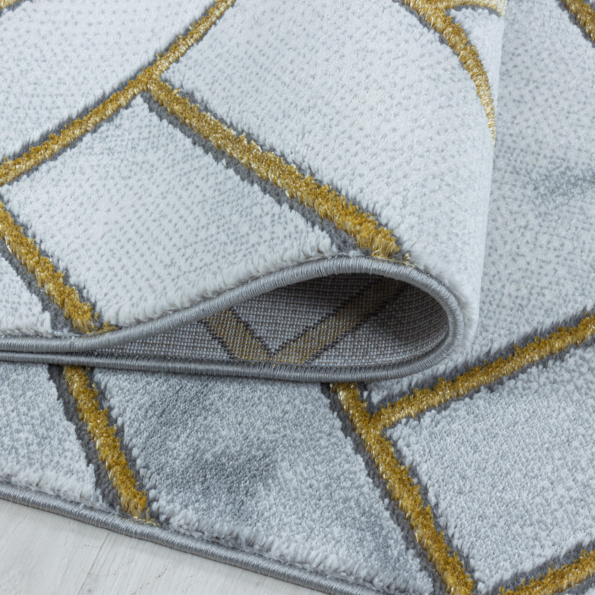 Teppich Wohnzimmer Skandinavisch Design Teppich Marmor Optik mit Glanzfasern