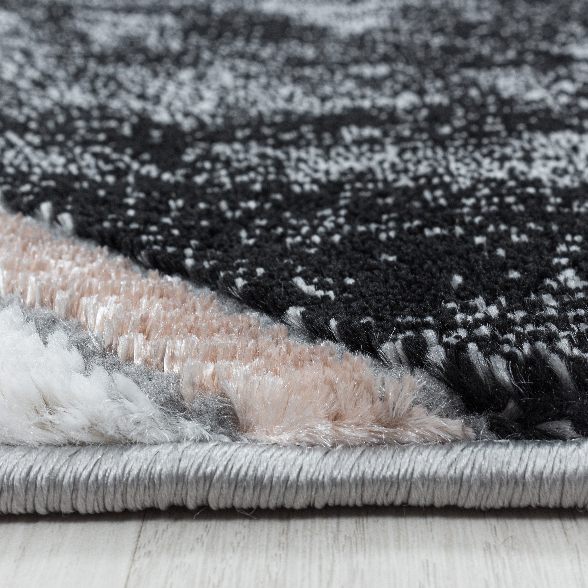 Teppich Wohnzimmer Skandinavisch Design Teppich Marmor Optik mit Glanzfasern