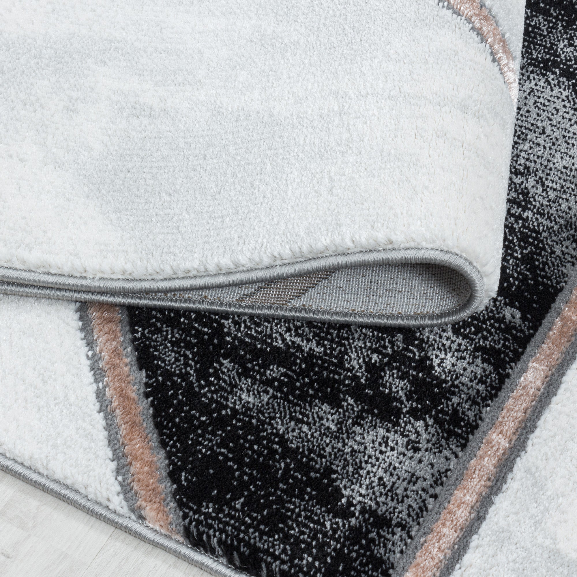 Teppich Wohnzimmer Skandinavisch Design Teppich Marmor Optik mit Glanzfasern
