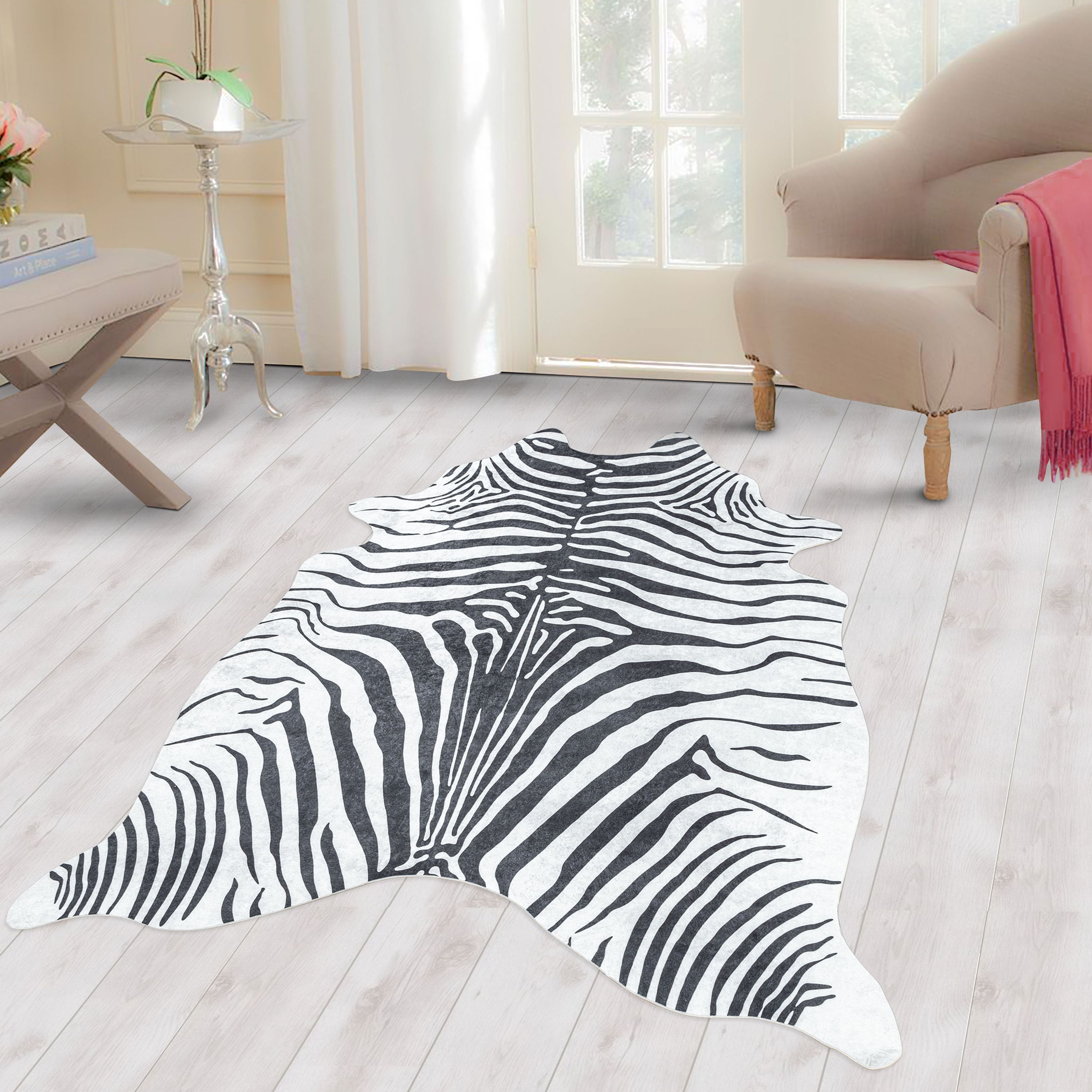 Fellteppich Kuhfell Tigerfell imitat Digitaldruck Waschbar Rutschfest