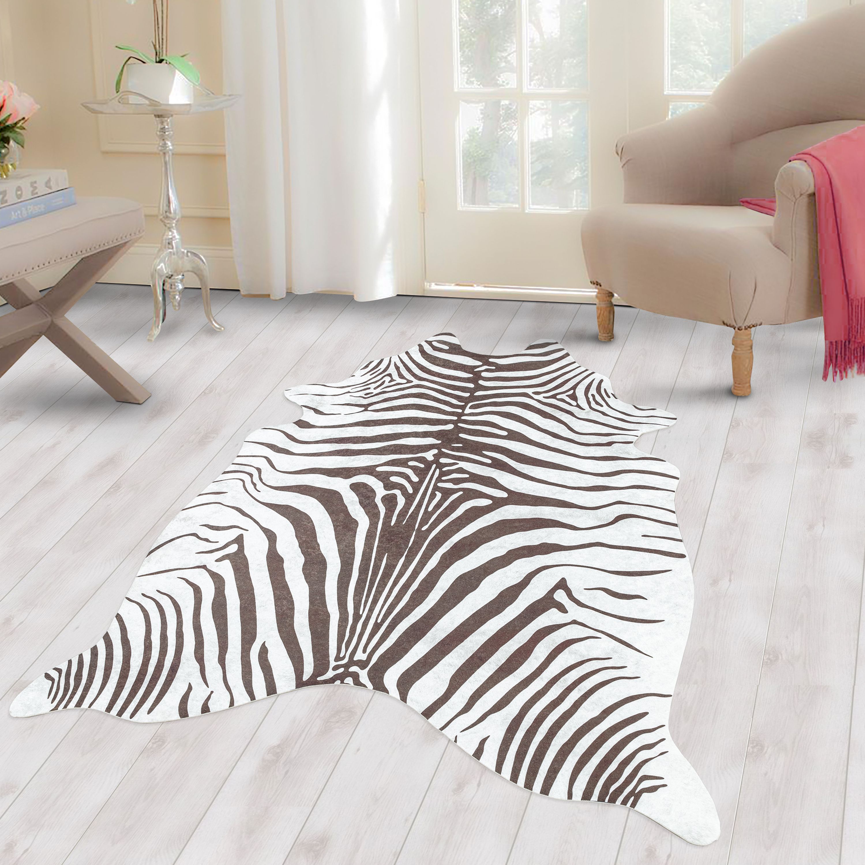 Fellteppich Kuhfell Tigerfell imitat Digitaldruck Waschbar Rutschfest