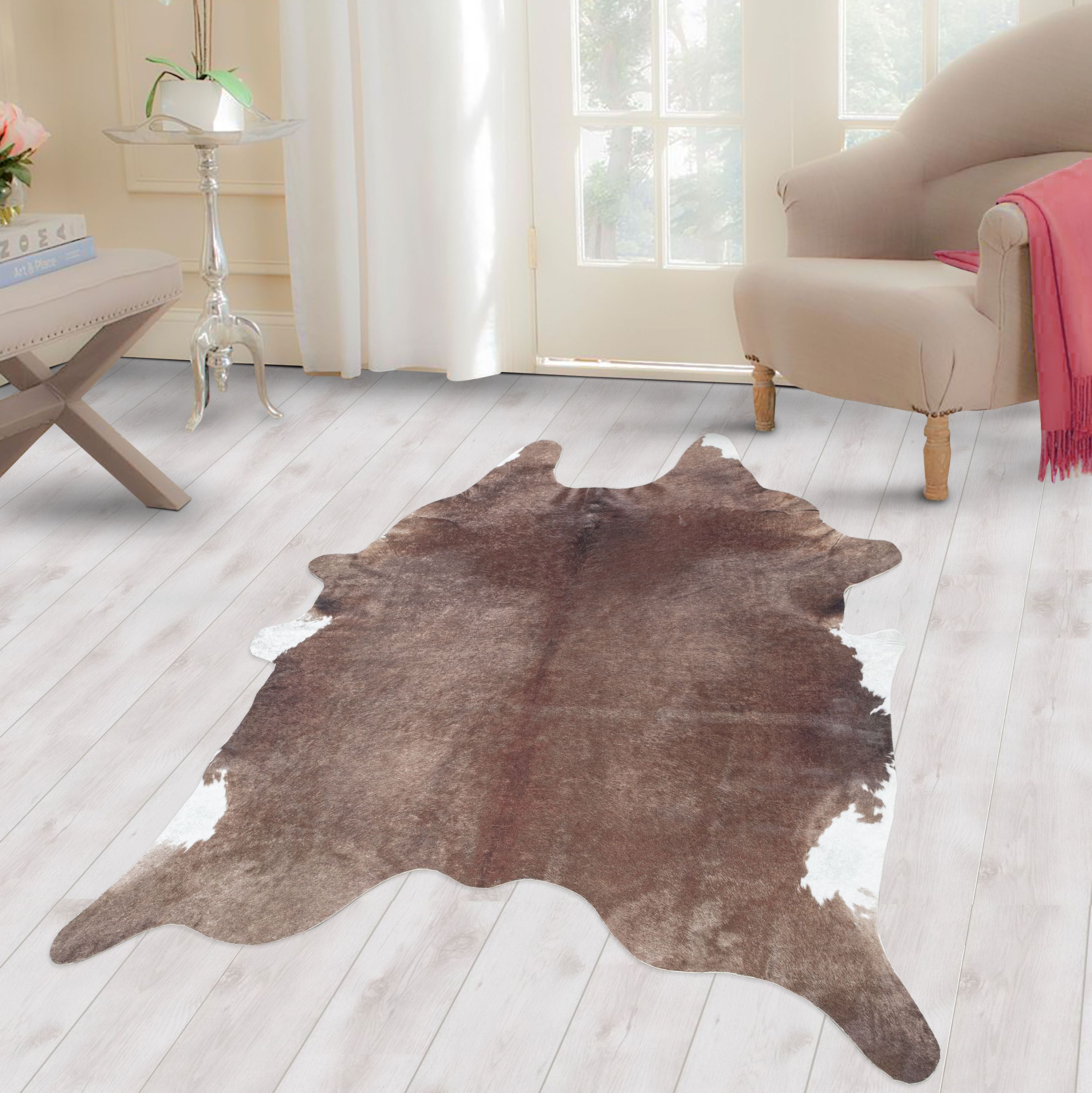 Fellteppich Kunstfell Rinderfell Imitat Digitaldruck Waschbar Rutschfest