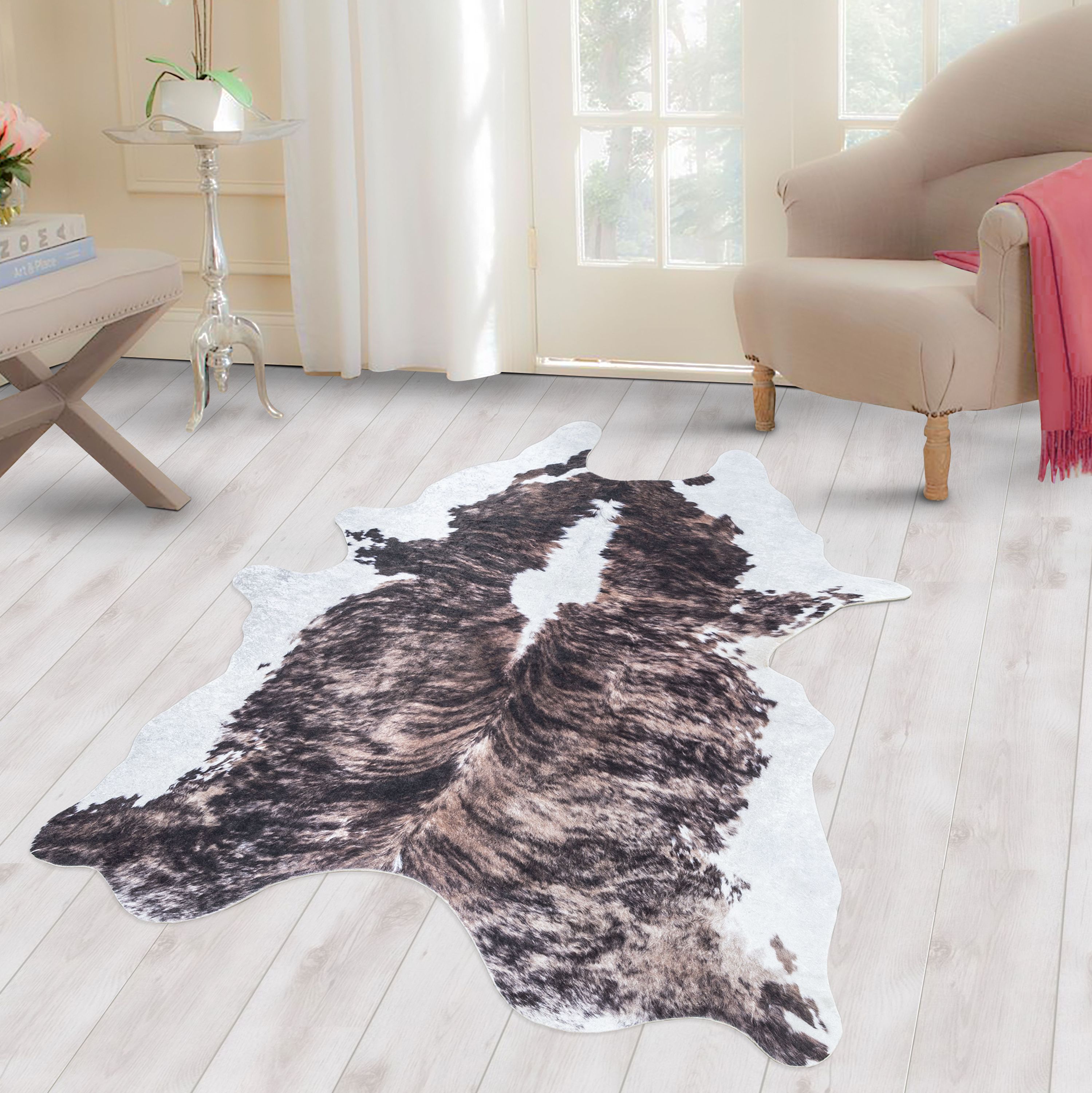 Fellteppich Kunstfell Rinderfell Imitat Digitaldruck Waschbar Rutschfest
