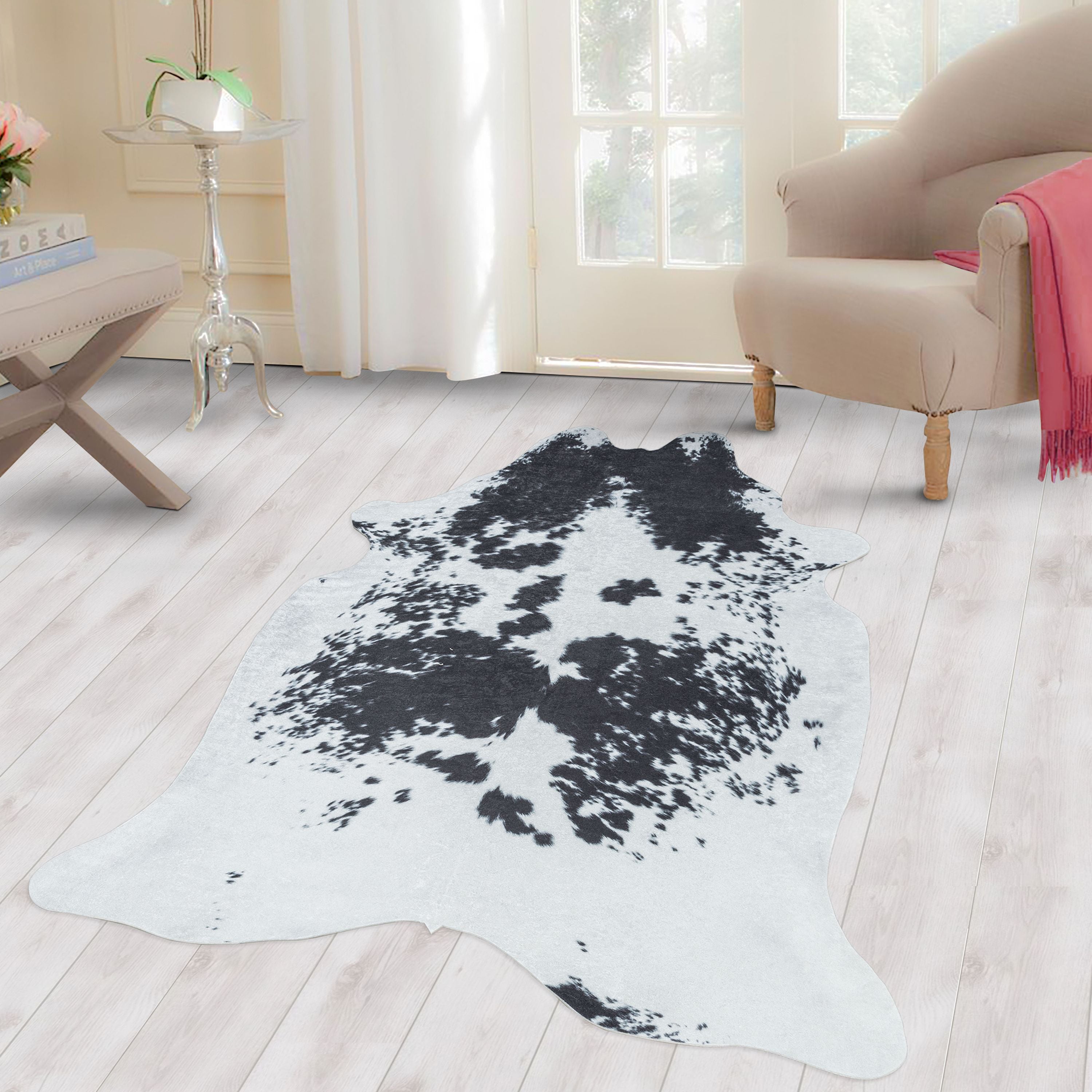 Fellteppich Kunstfell Rinderfell Imitat Digitaldruck Waschbar Rutschfest