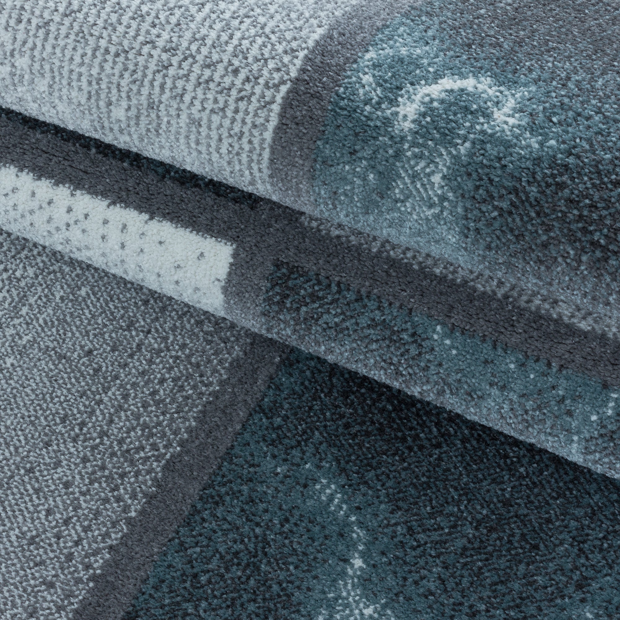 Modern Designer Wohnzimmer Teppich Weicher Kurzflor Kariert Design Robust