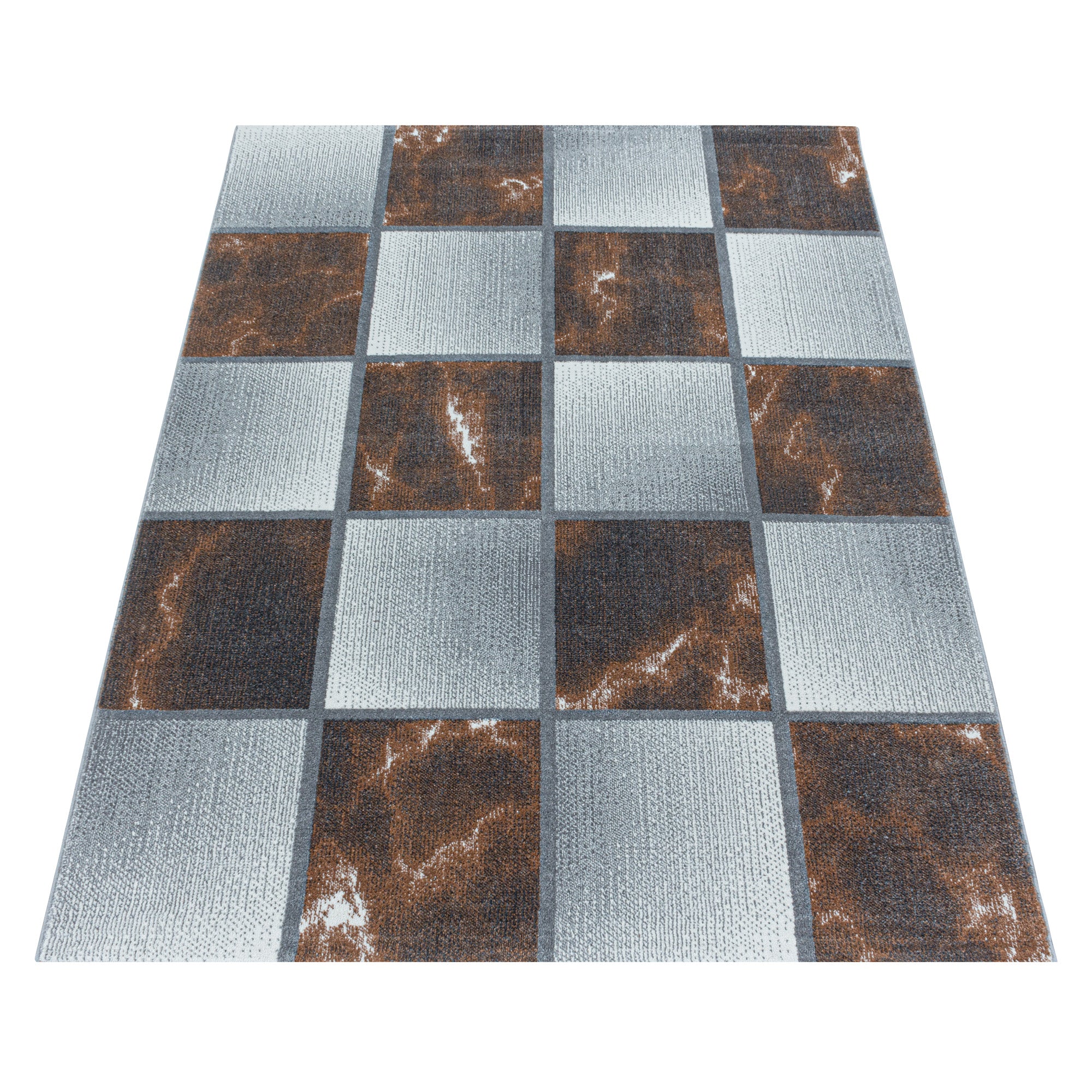 Modern Designer Wohnzimmer Teppich Weicher Kurzflor Kariert Design Robust