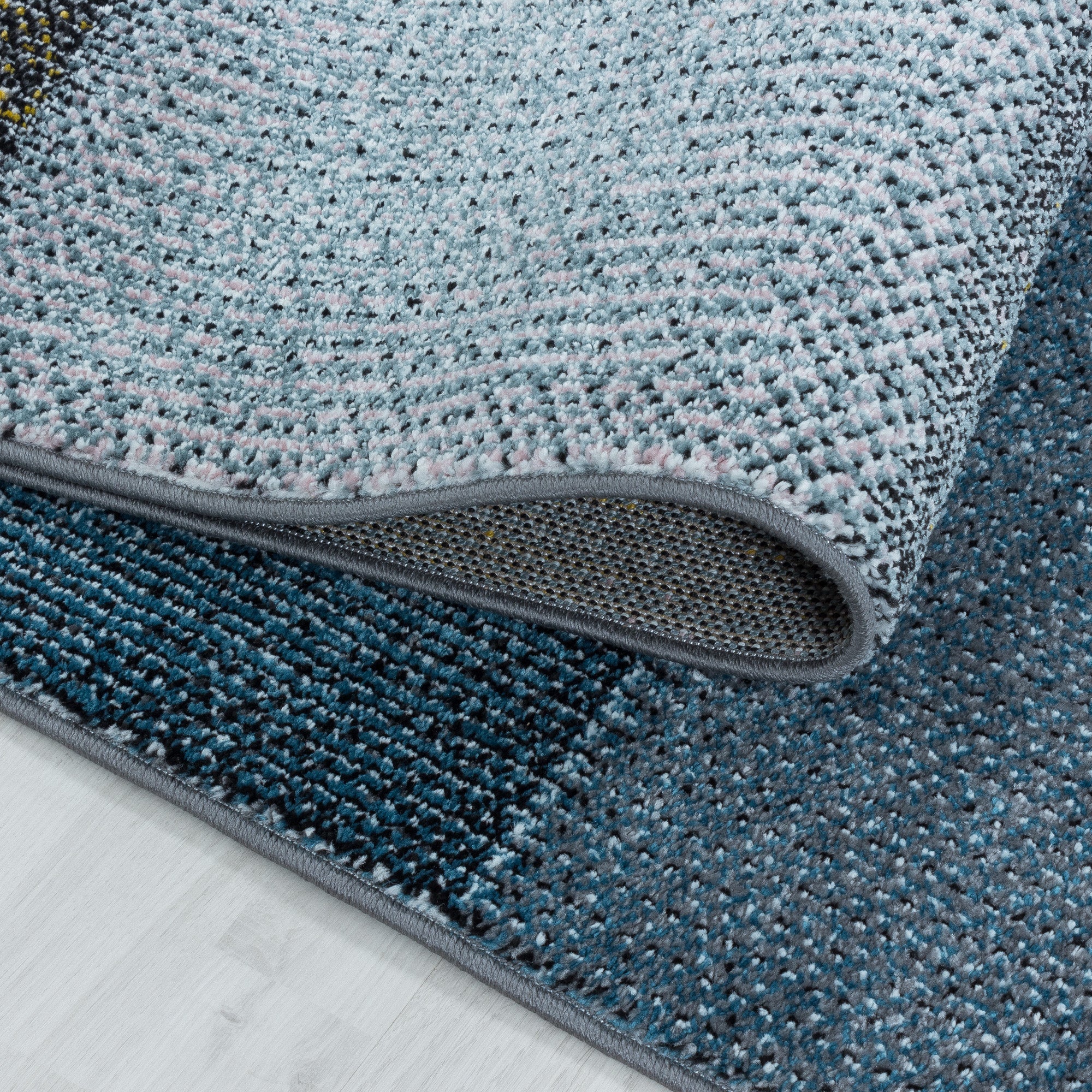 Modern Designer Wohnzimmer Teppich Weicher Kurzflor Kariert Design Robust