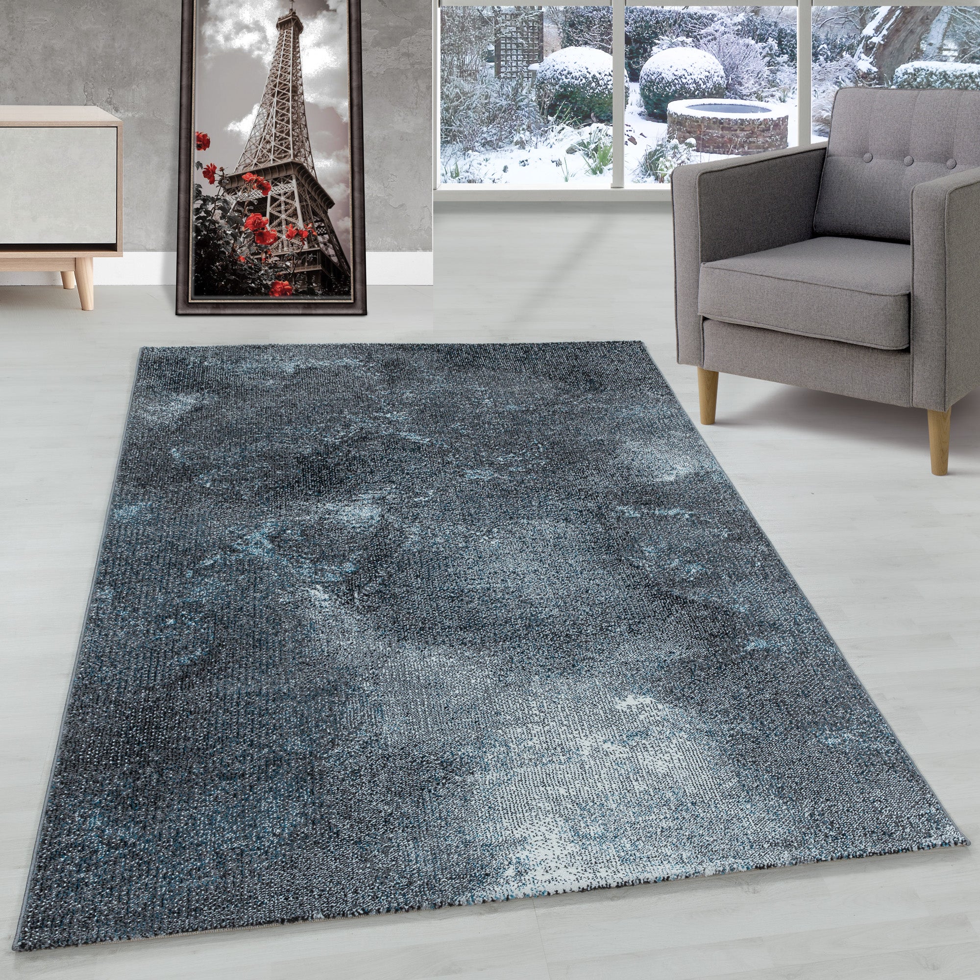Modern Designer Wohnzimmer Teppich Weicher Kurzflor Ombre Design Robust
