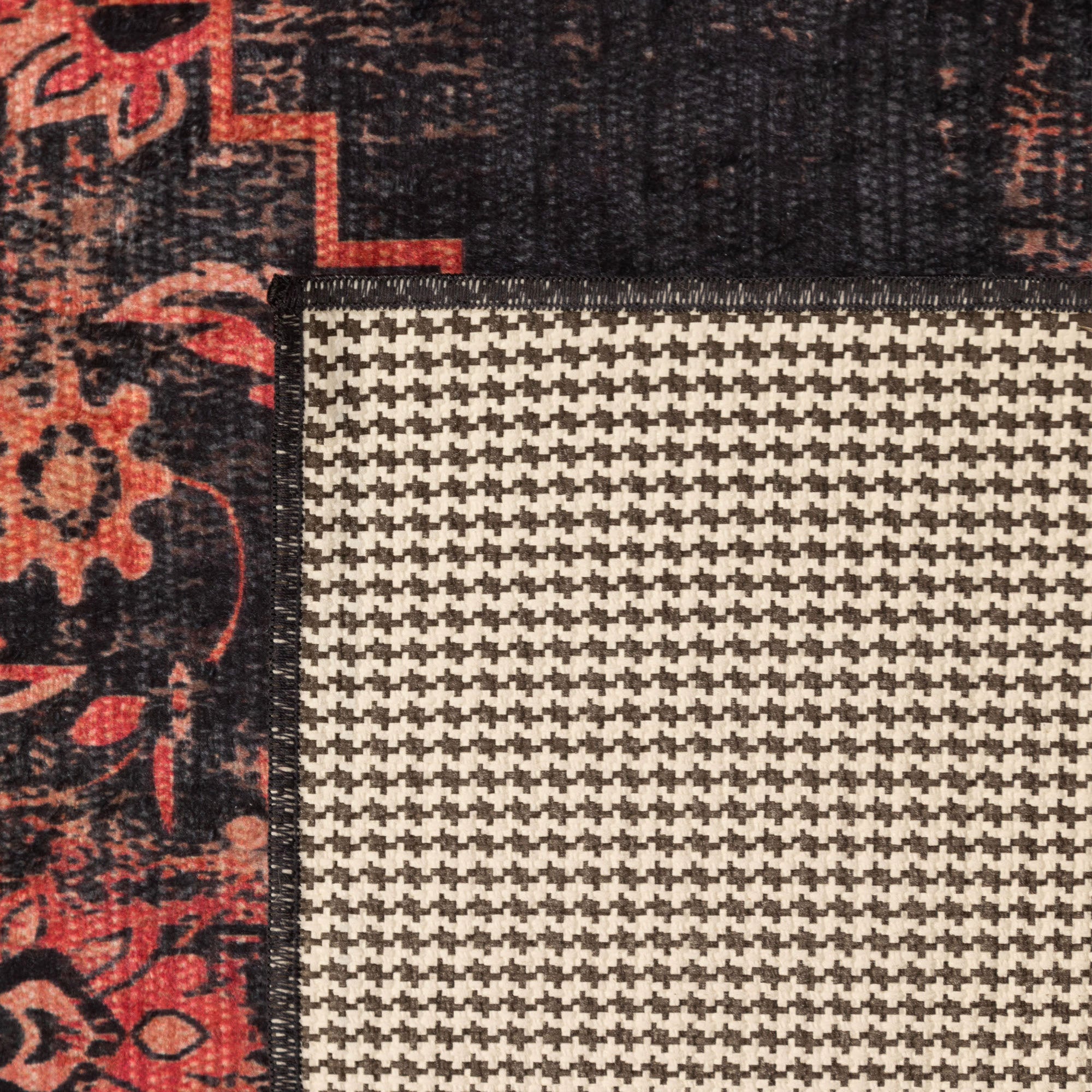Waschbarer Teppich Wohnzimmer Flachgewebe Robust Vintage Optik Rutschfest