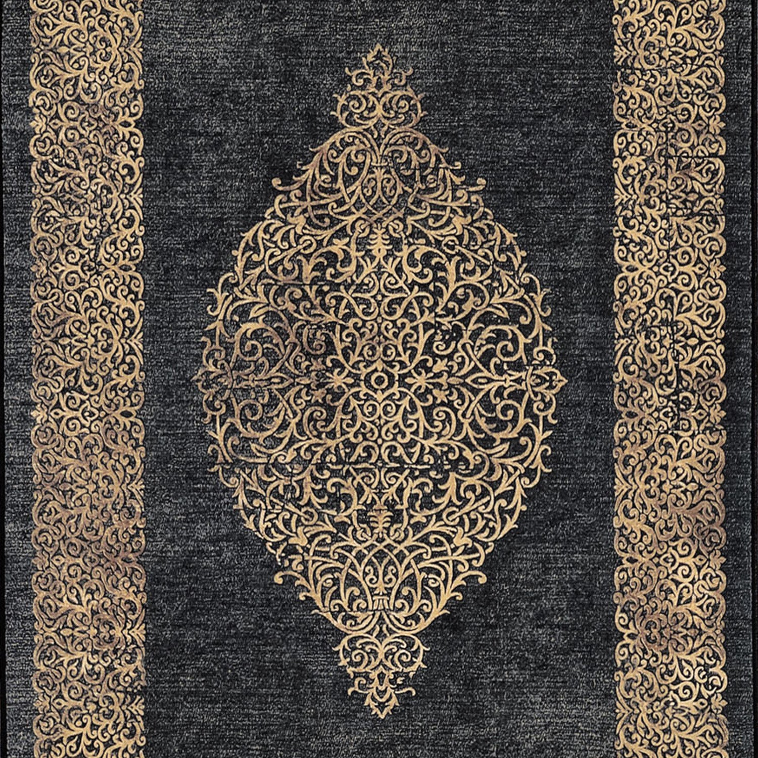 Waschbarer Teppich Wohnzimmer Flachgewebe Robust Barock Design Rutschfest