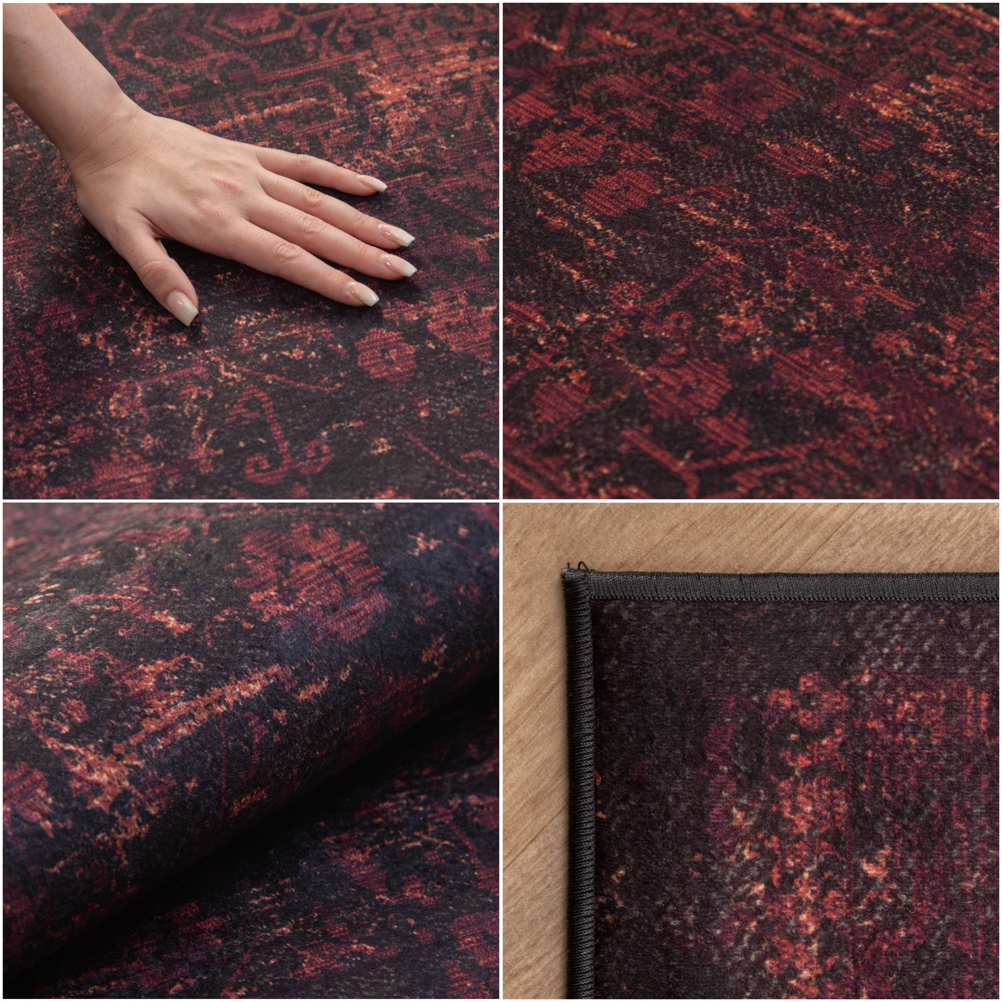 Waschbarer Teppich Wohnzimmer Flachgewebe Robust Orientalisch Design Rutschfest