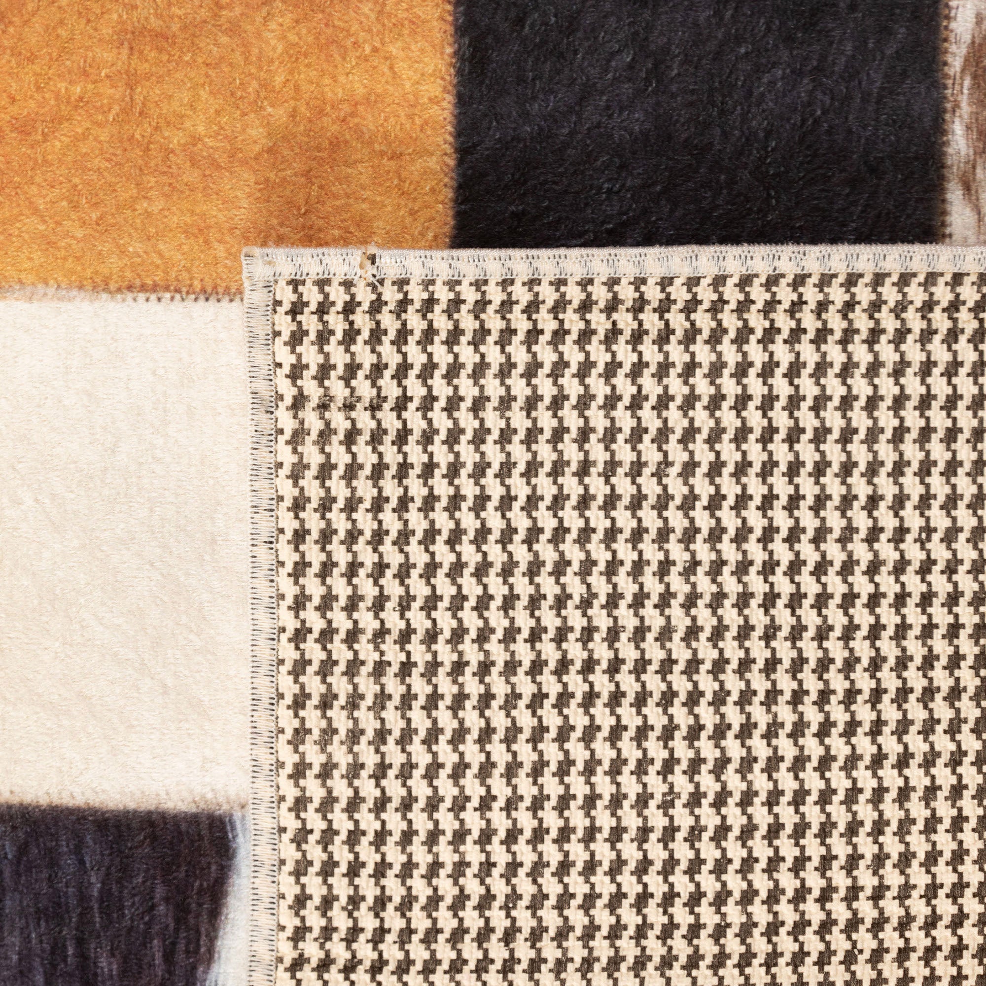 Waschbarer Teppich Wohnzimmer Flachgewebe Robust Patchwork Design Rutschfest