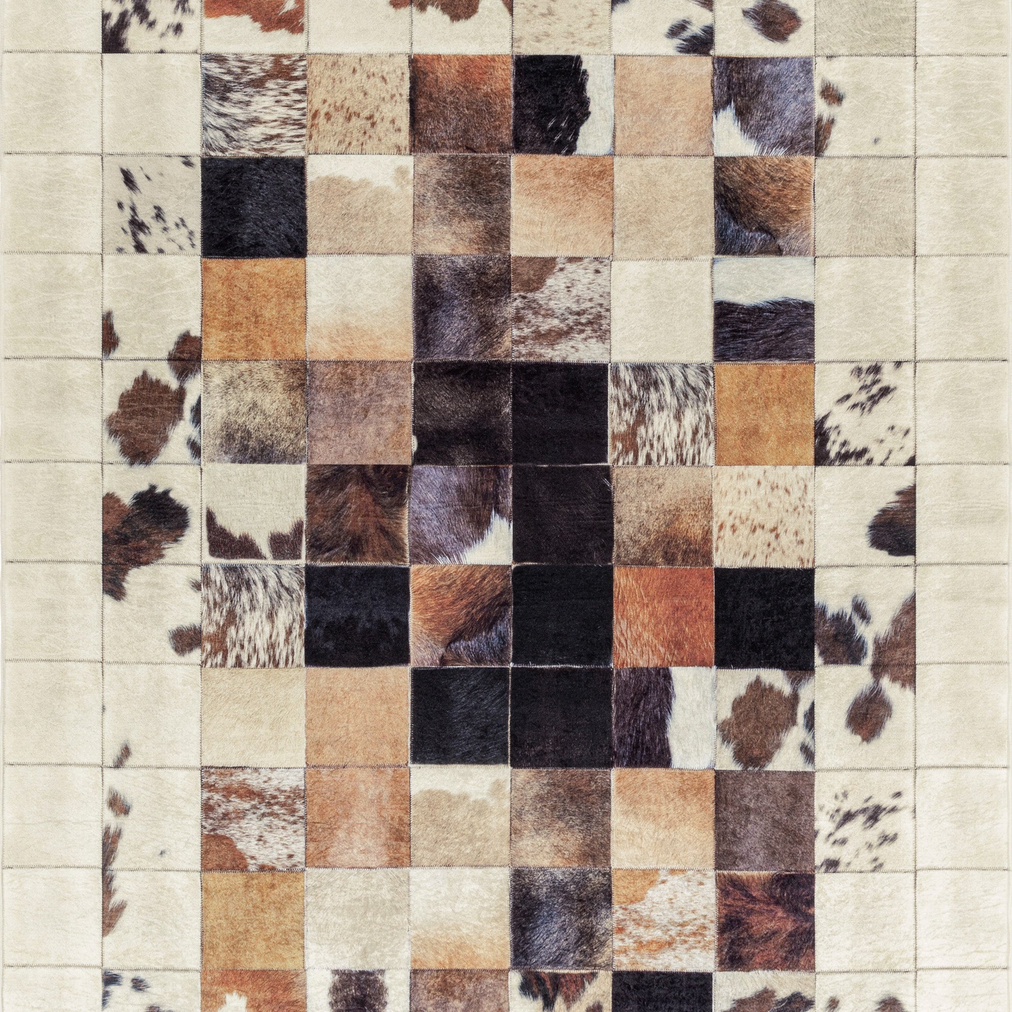 Waschbarer Teppich Wohnzimmer Flachgewebe Robust Patchwork Design Rutschfest