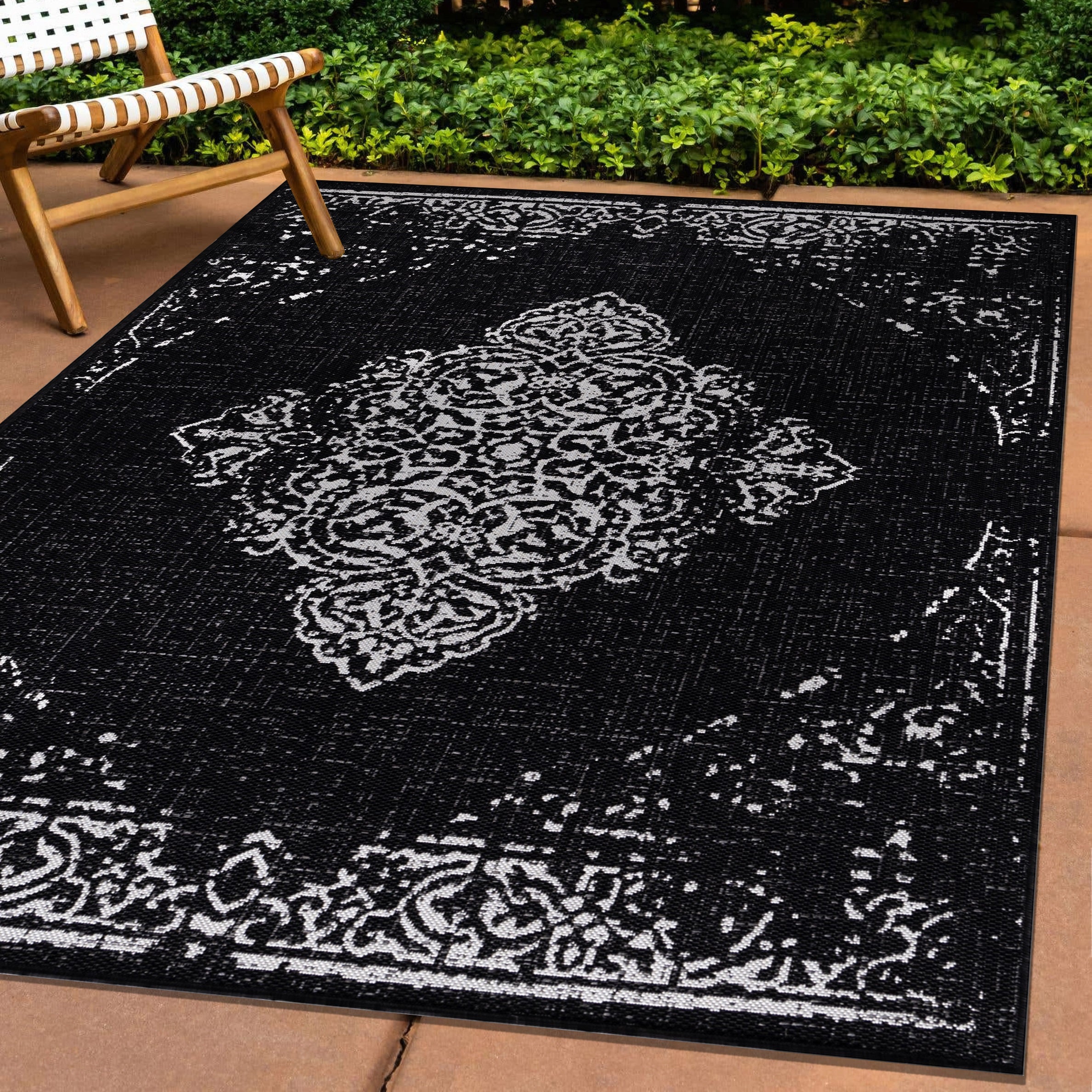 Indoor & Outdoor Rug Vintage Design Flat Weave Kitchen Rug Balcony Patio