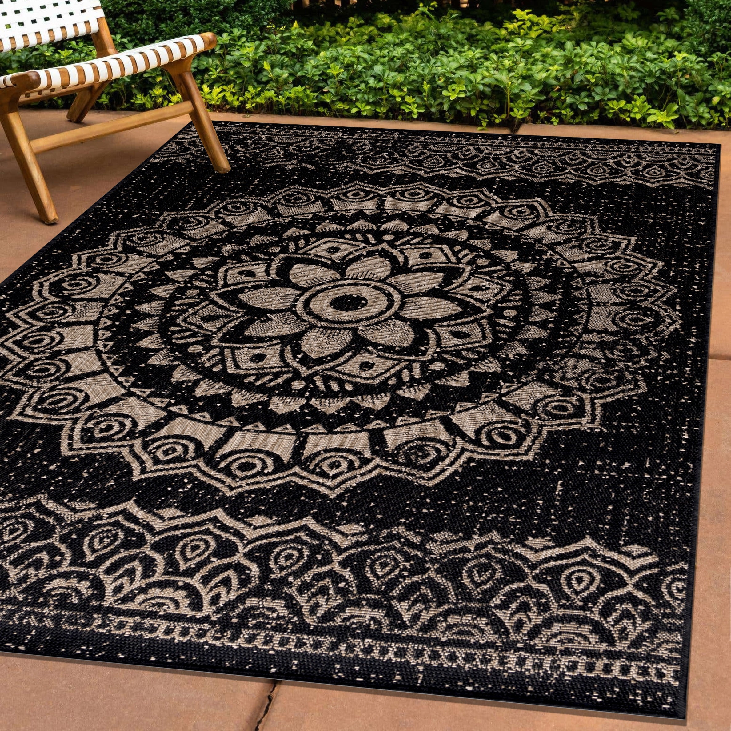Indoor & Outdoor Rug Vintage Design Flat Weave Kitchen Rug Balcony Patio