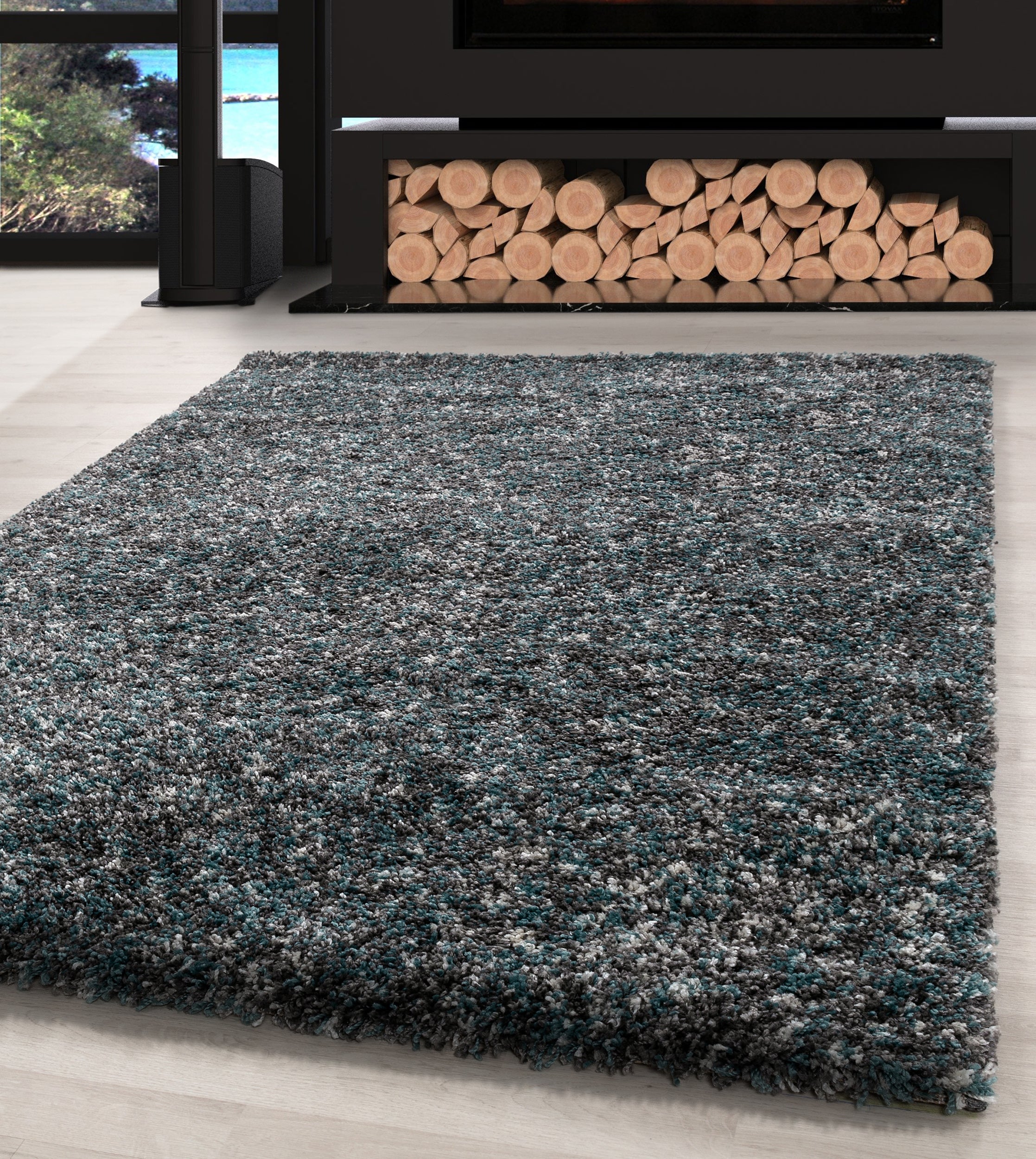 Hochflor Shaggy Teppich Meliert Design Teppich Vintage-Stil Teppich Wohnzimmer