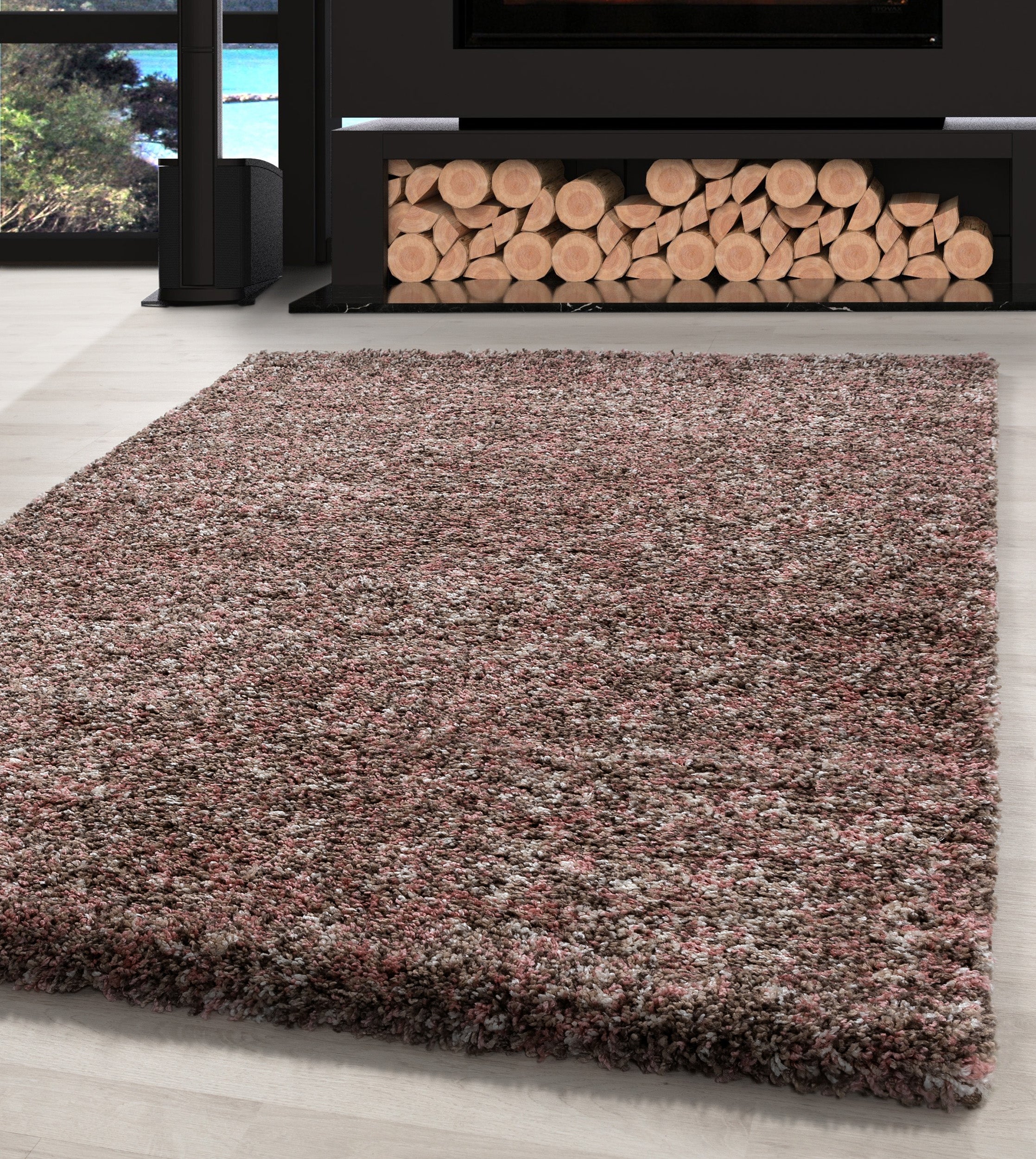 Hochflor Shaggy Teppich Meliert Design Teppich Vintage-Stil Teppich Wohnzimmer