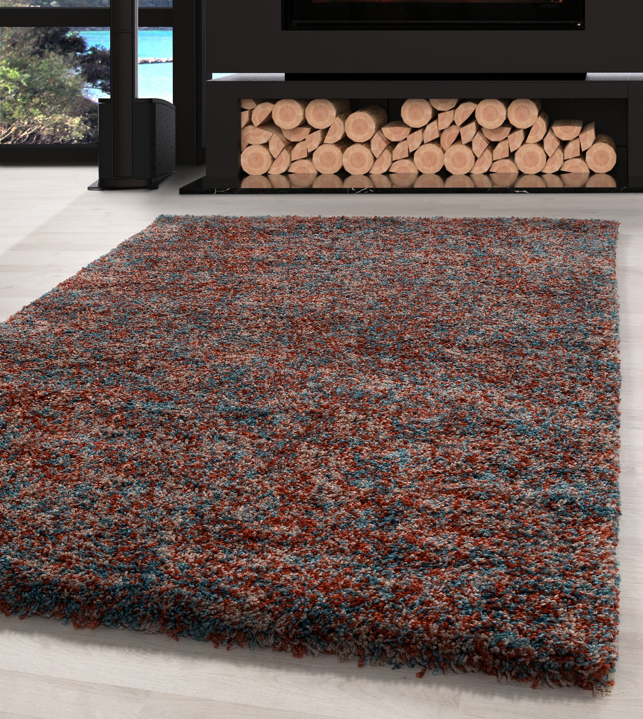 Hochflor Shaggy Teppich Meliert Design Teppich Vintage-Stil Teppich Wohnzimmer