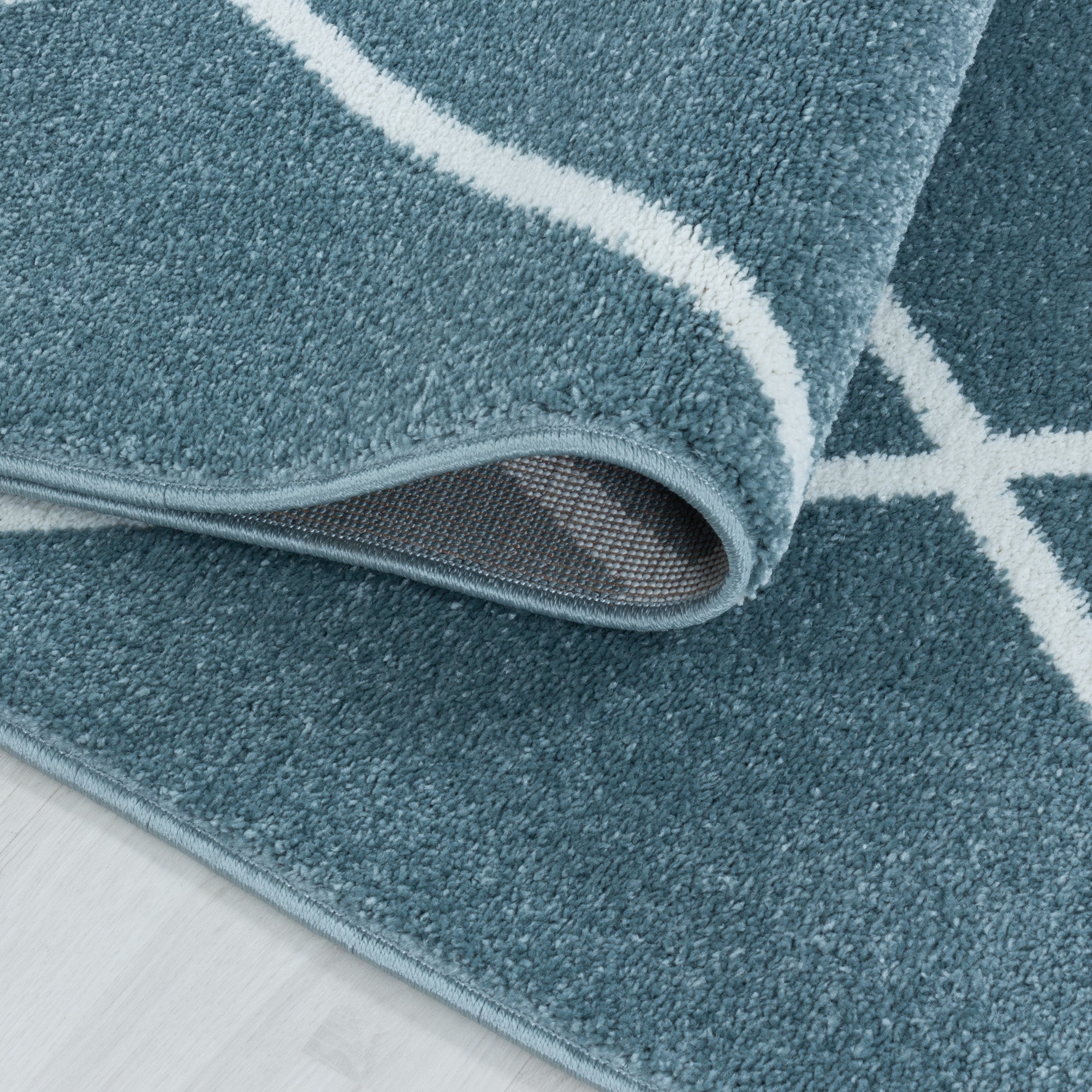 Modern Designer Kurzflor Teppich Wohnzimmer Geometrisch Design Robust