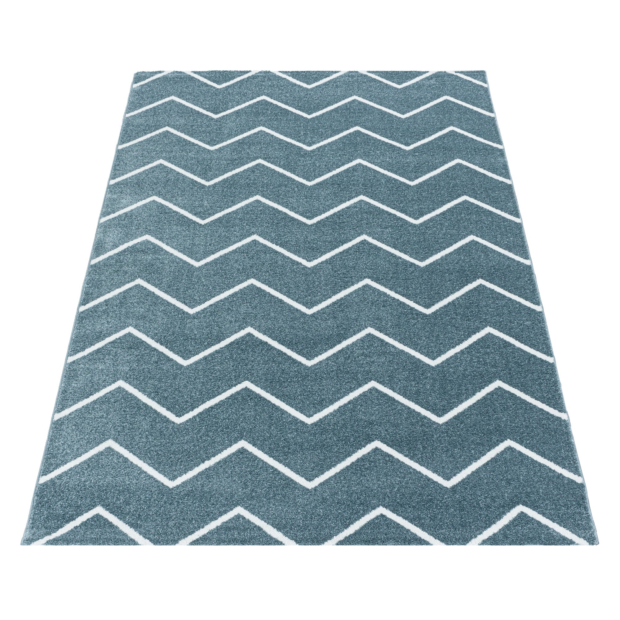 Modern Designer Kurzflor Teppich Wohnzimmer Chevron Design Robust Pflegeleicht