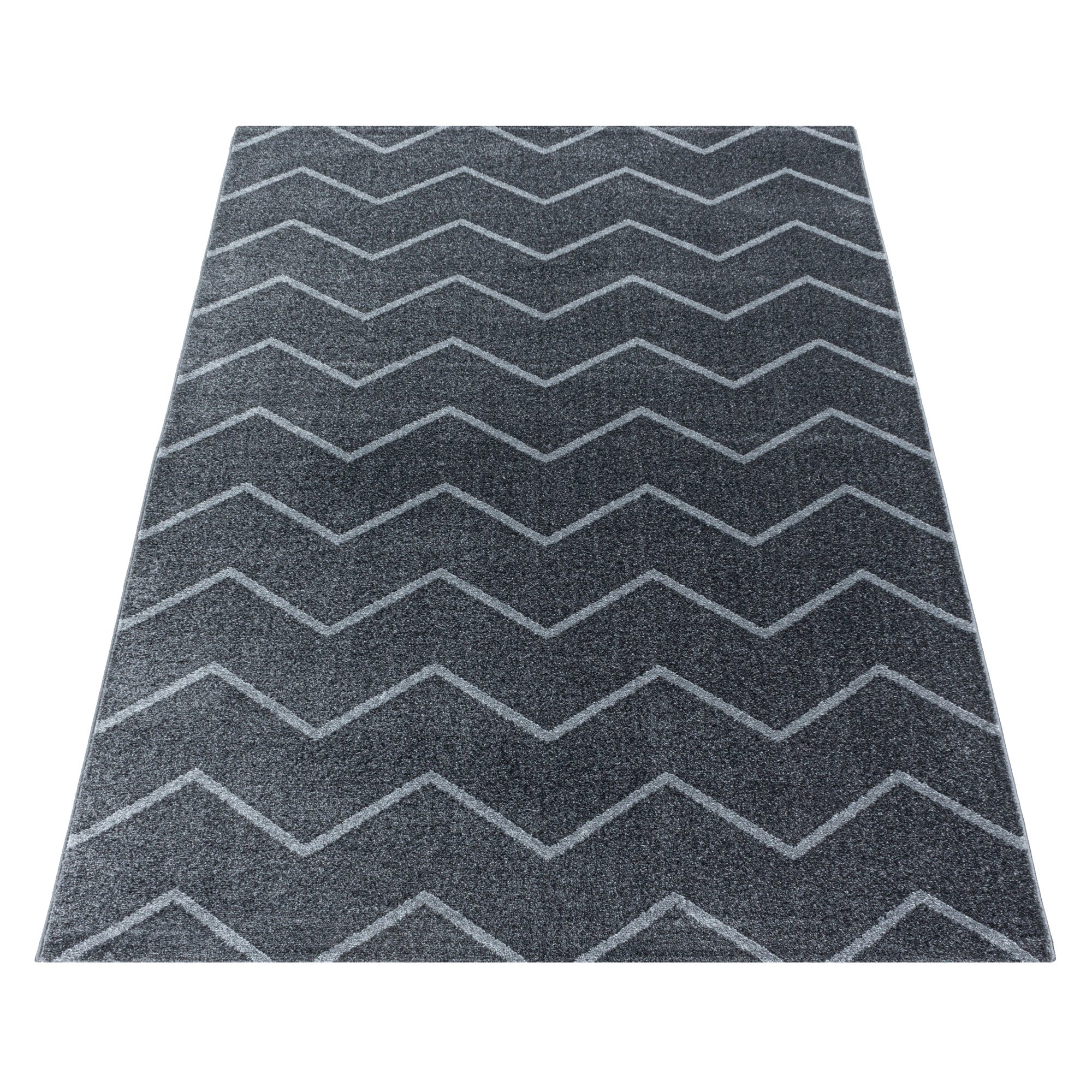 Modern Designer Kurzflor Teppich Wohnzimmer Chevron Design Robust Pflegeleicht