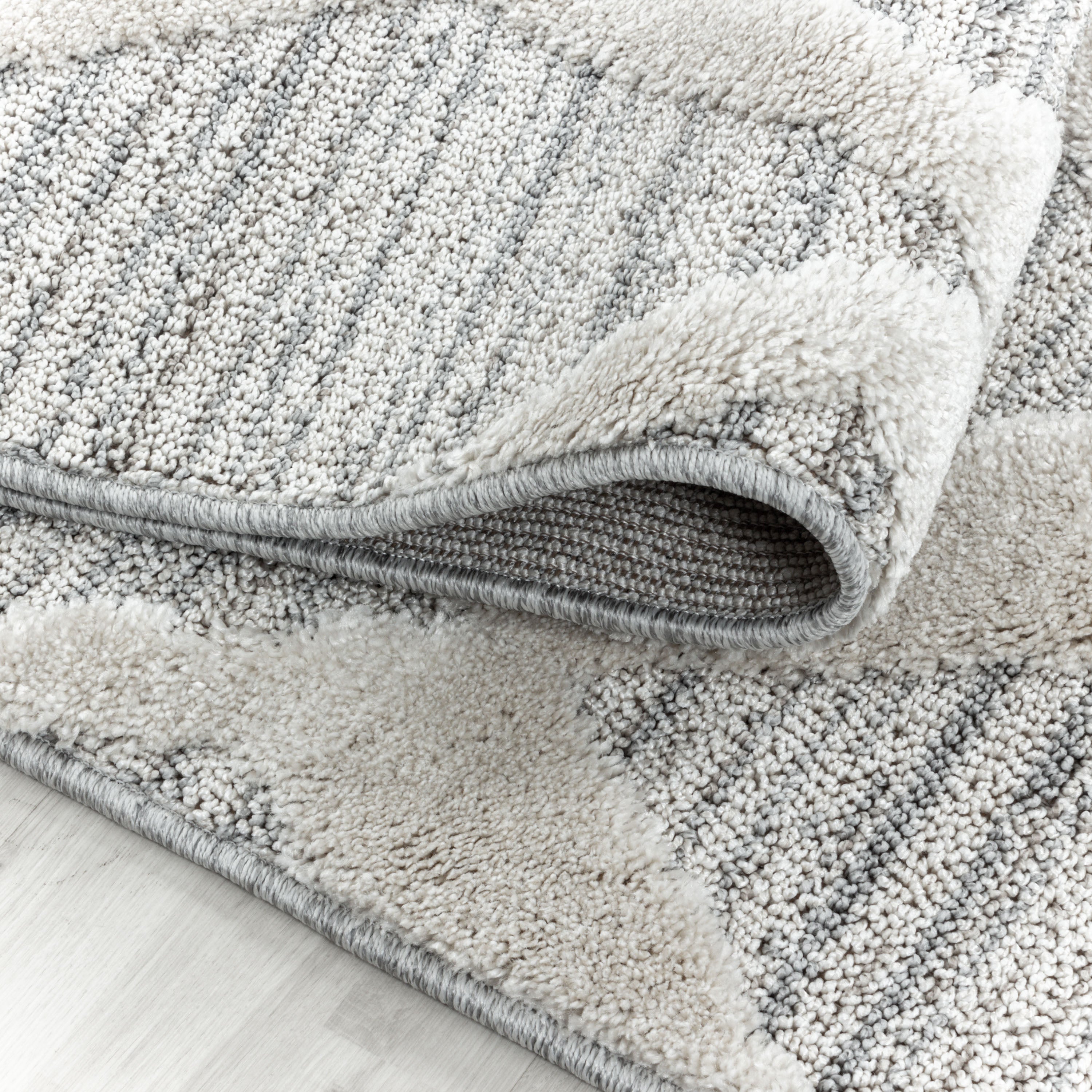 Teppich Wohnzimmer Boho Design Hoch-Tief Effekt 3D Optik Skandinavische Stil