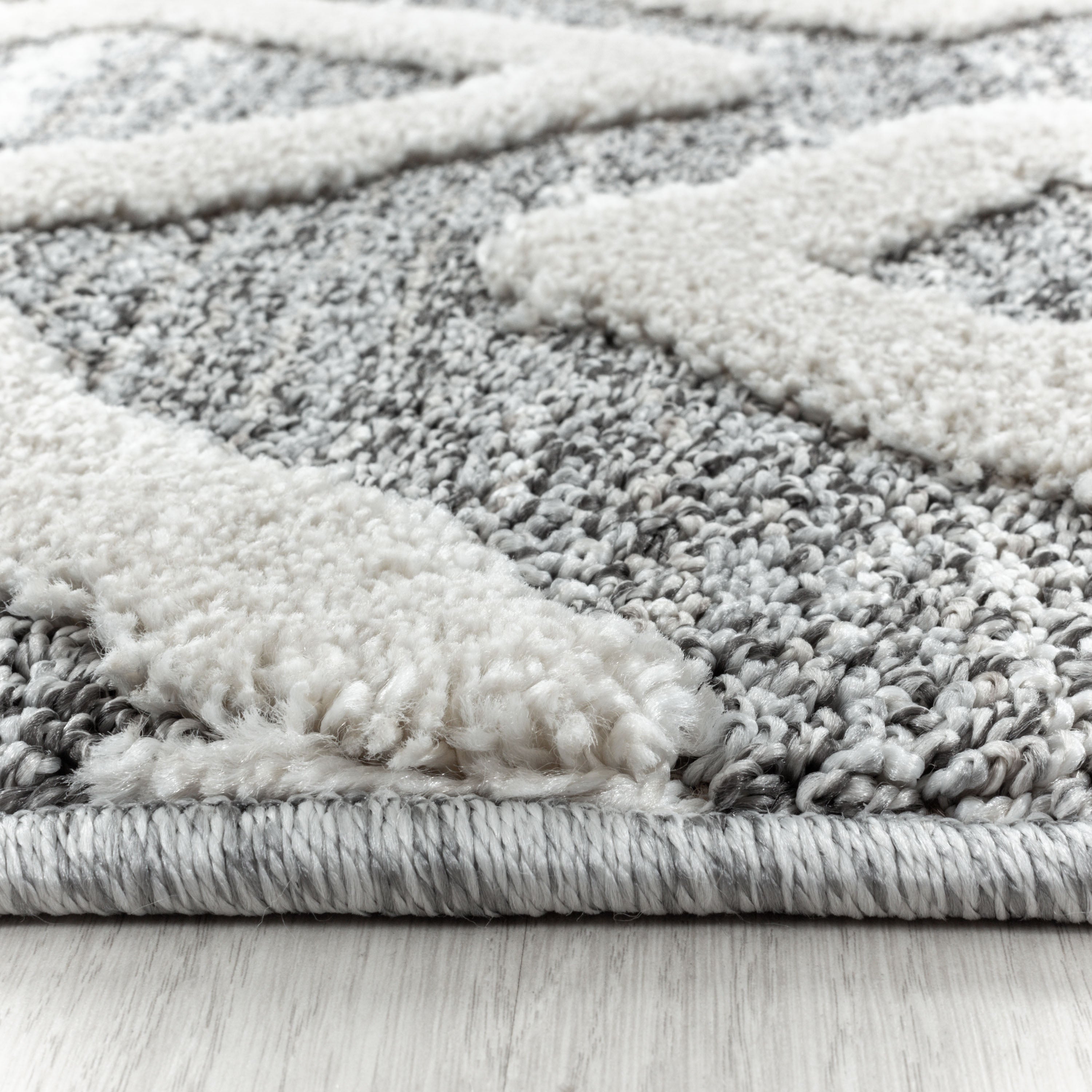 Teppich Wohnzimmer Boho Design Hoch-Tief Effekt 3D Optik Skandinavische Stil