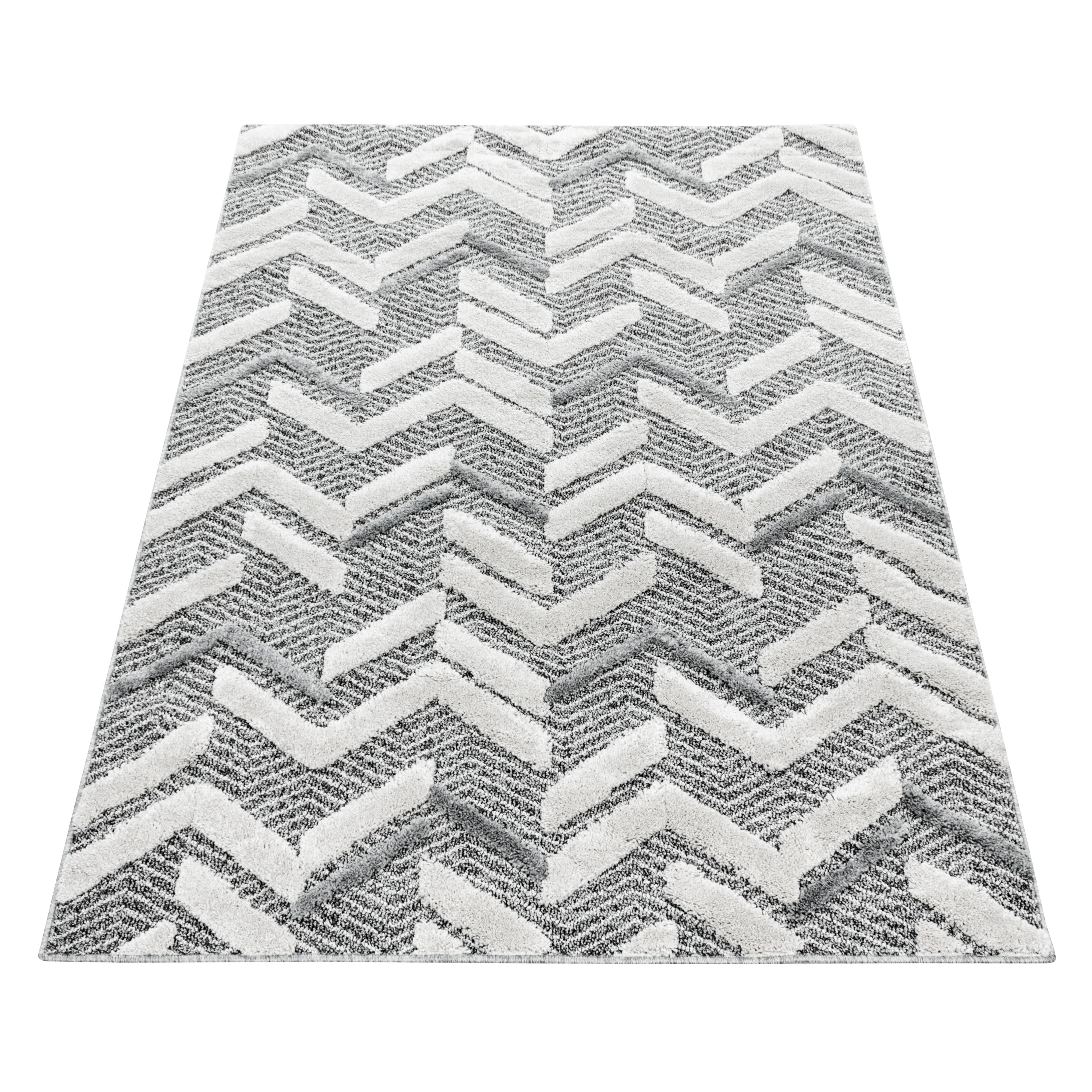 Teppich Wohnzimmer Berber Design Hoch-Tief Effekt 3D Optik Skandinavische Stil