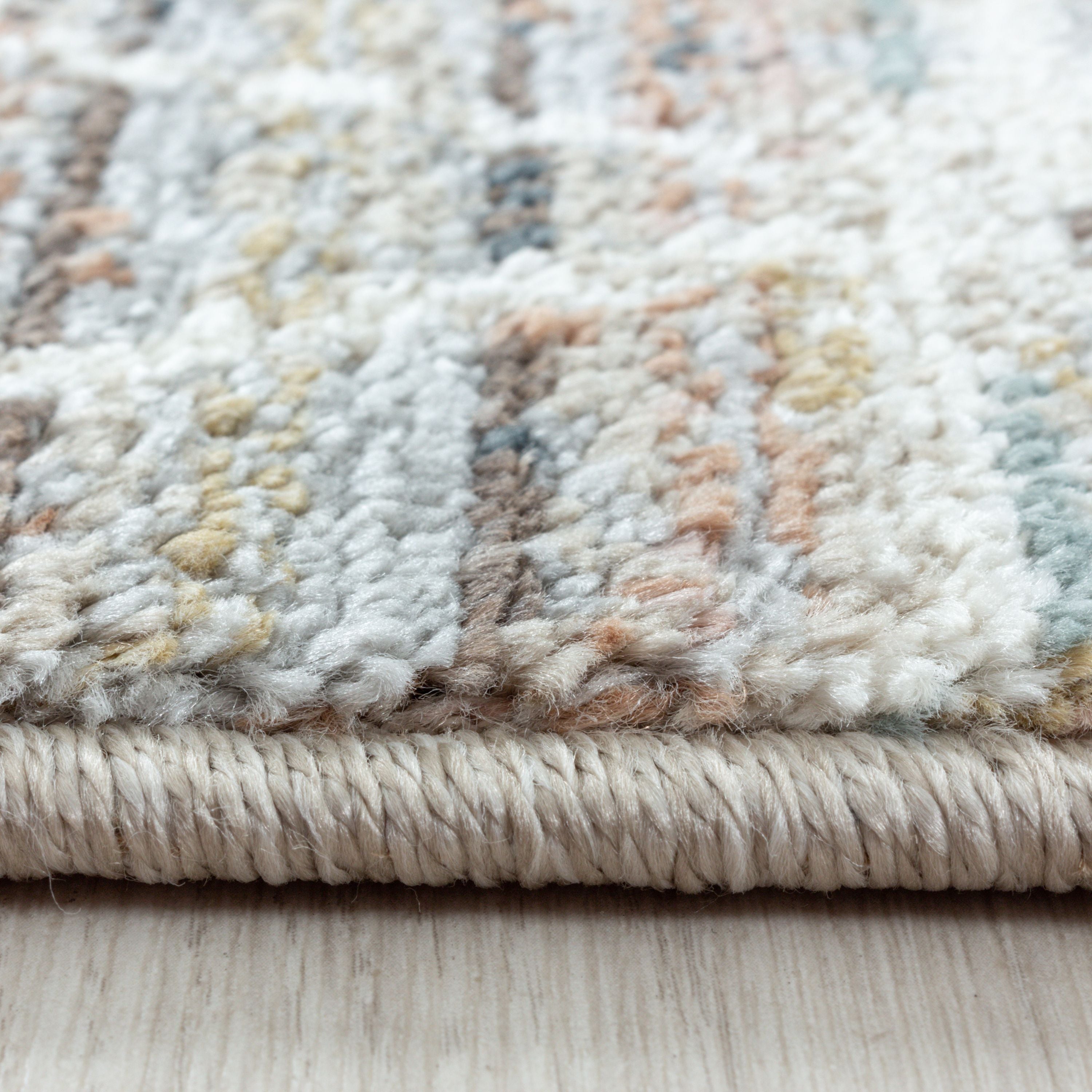 Kurzflor Teppich Wohnzimmer Modern Design Vintage-Stil Weich Pflegeleicht
