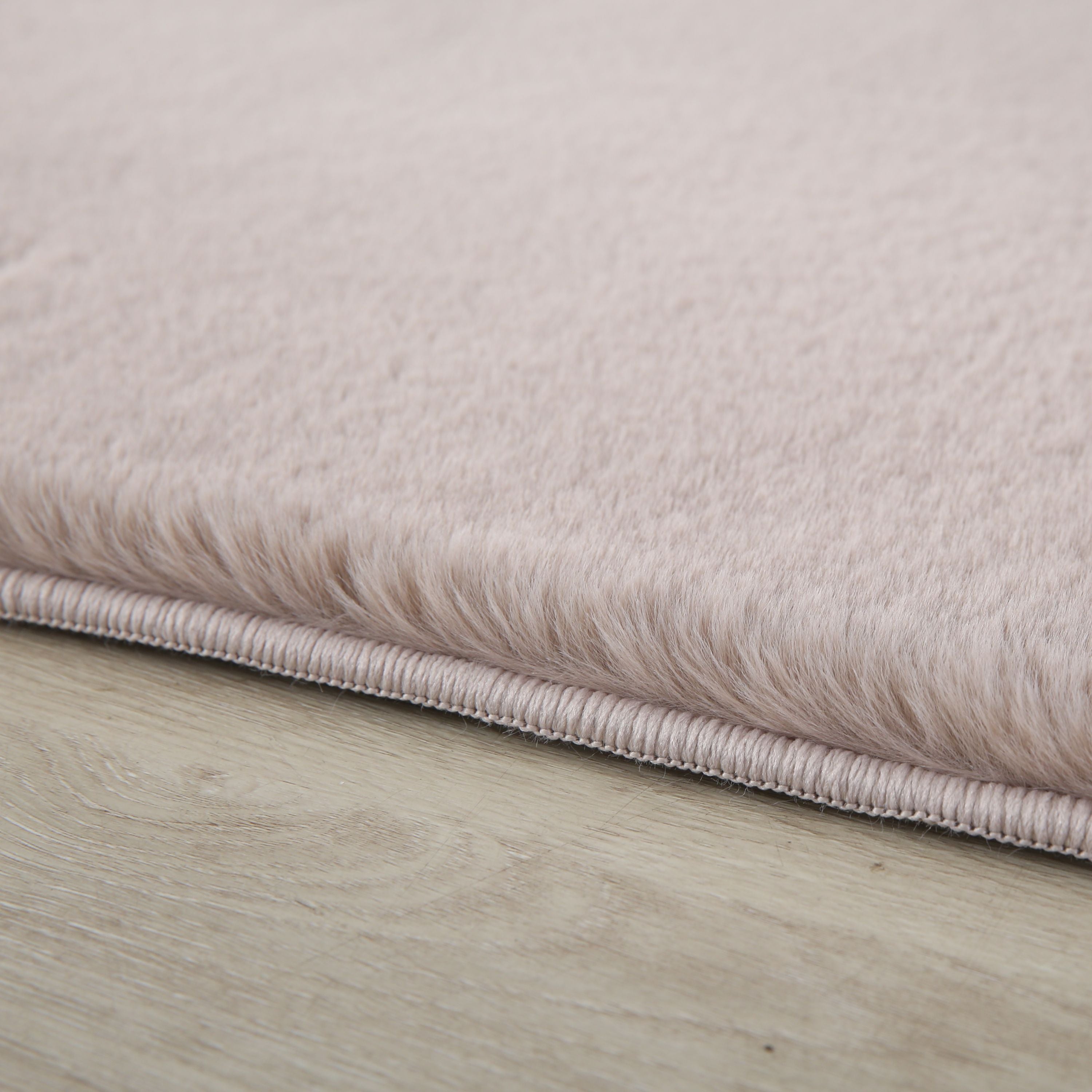 Teppich Wohnzimmer Einfarbig Fellimitat flauschig weich kuschelig Pastell Töne