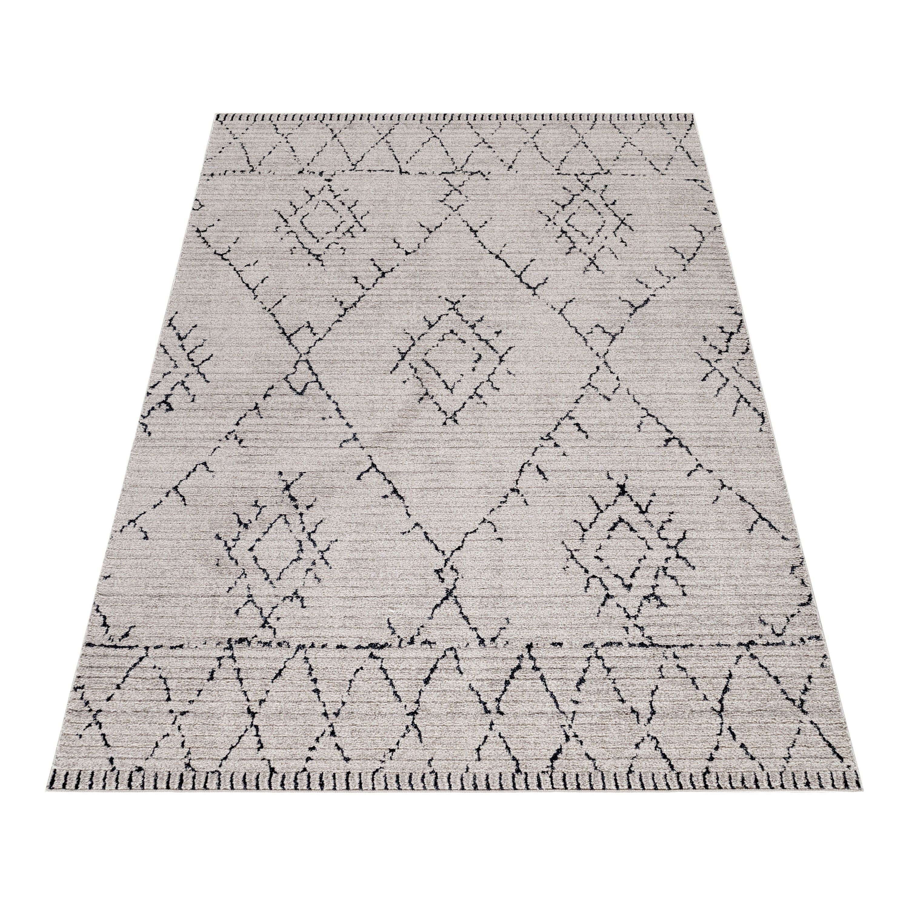 Kurzflor Teppich Wohnzimmer Berber Design Teppich Boho Stil Natur Optik