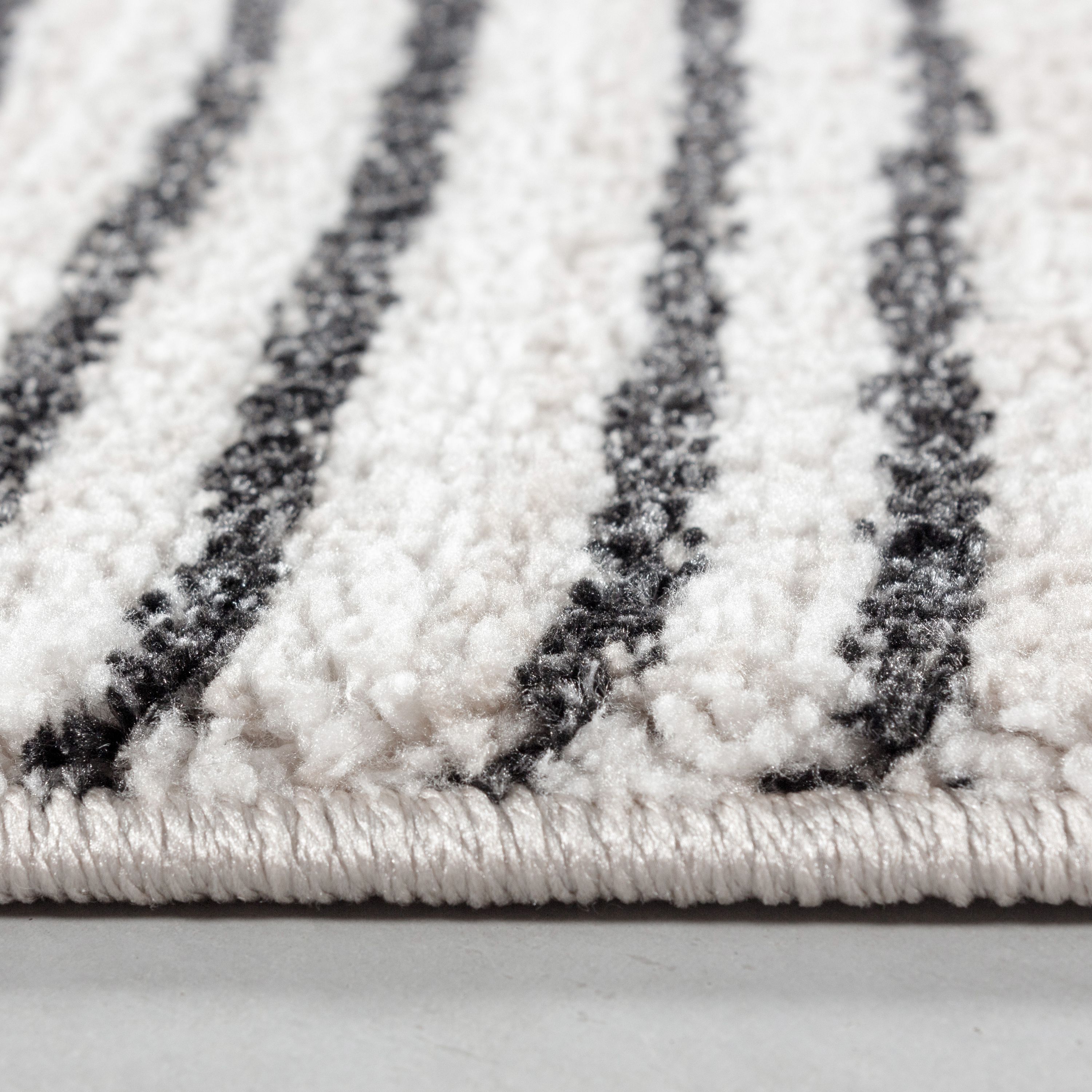 Short pile carpet living room striped design Scandinavian style natural look