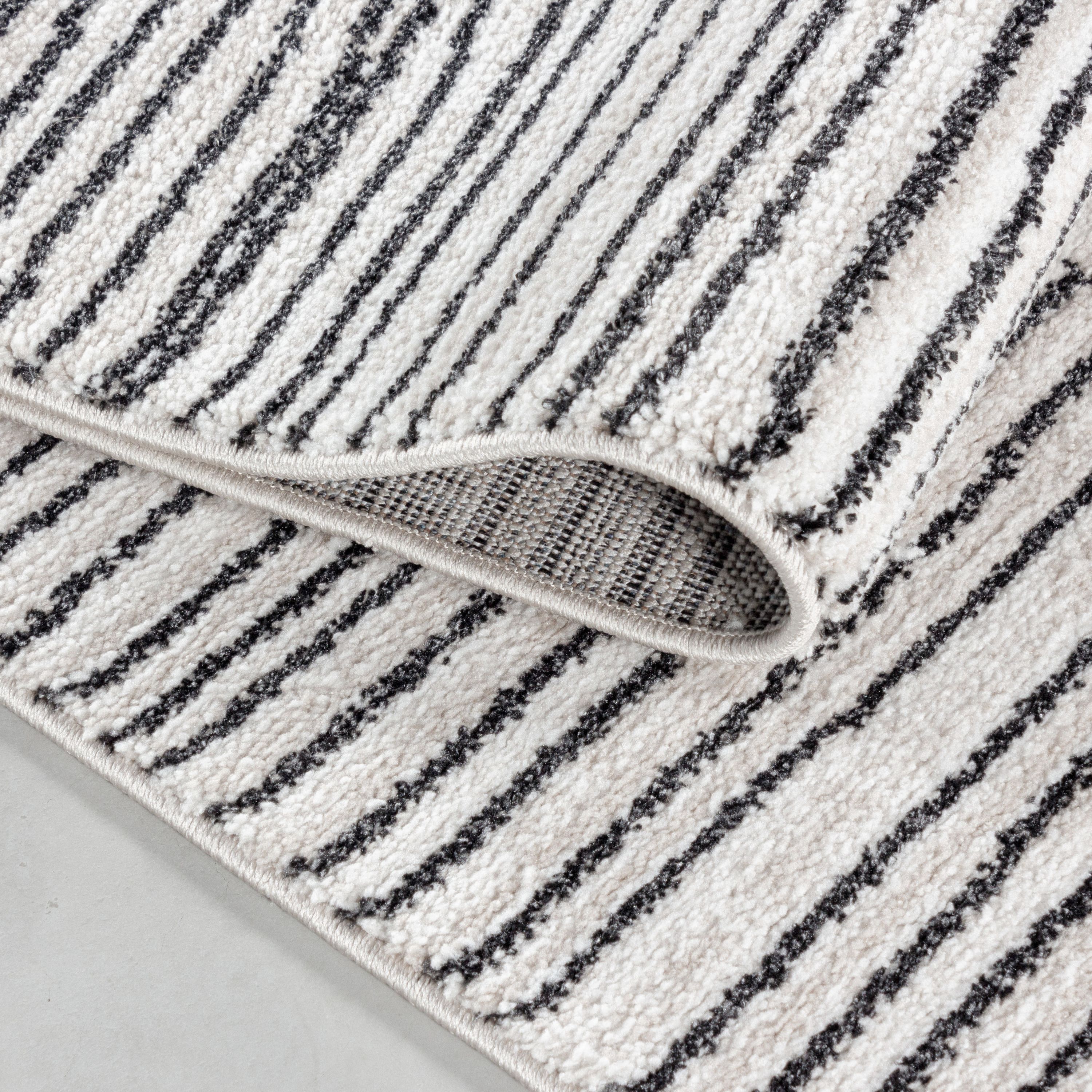 Short pile carpet living room striped design Scandinavian style natural look