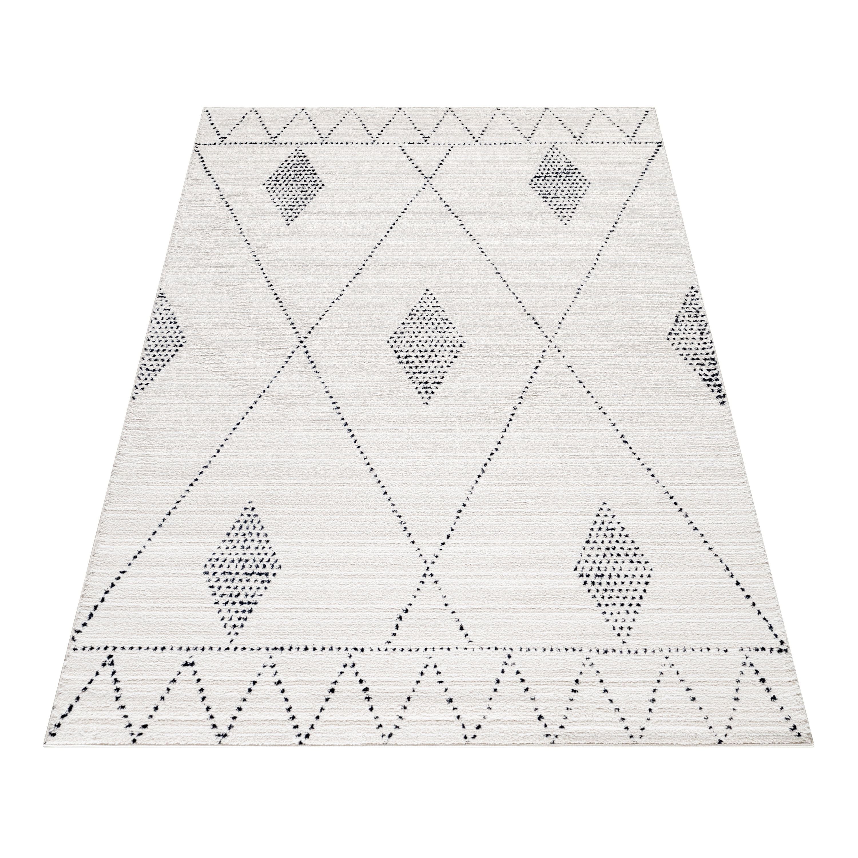 Kurzflor Teppich Wohnzimmer Berber Design Skandinavische Stil Natur Optik
