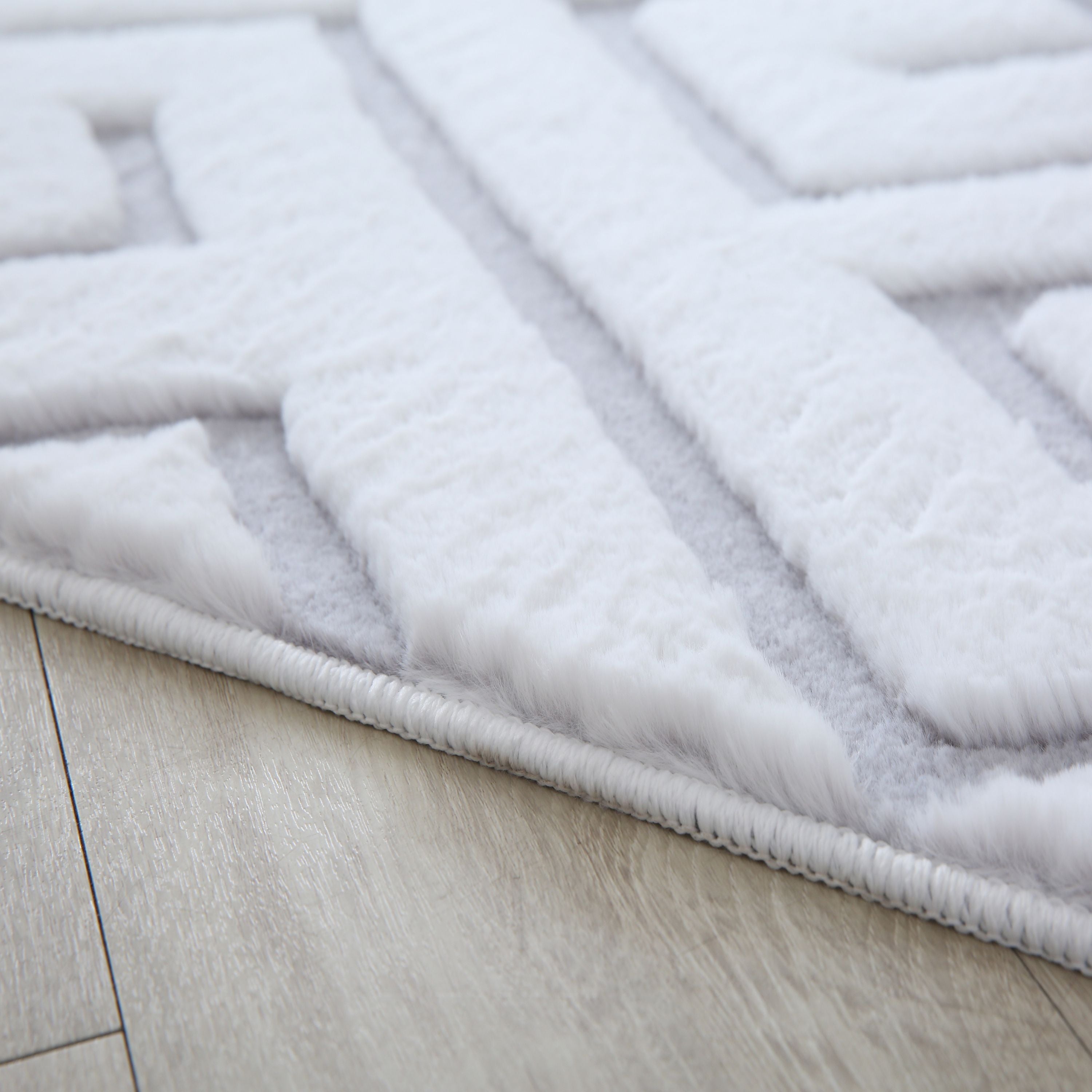 Rug living room 3D effect Scandinavian design soft fur look