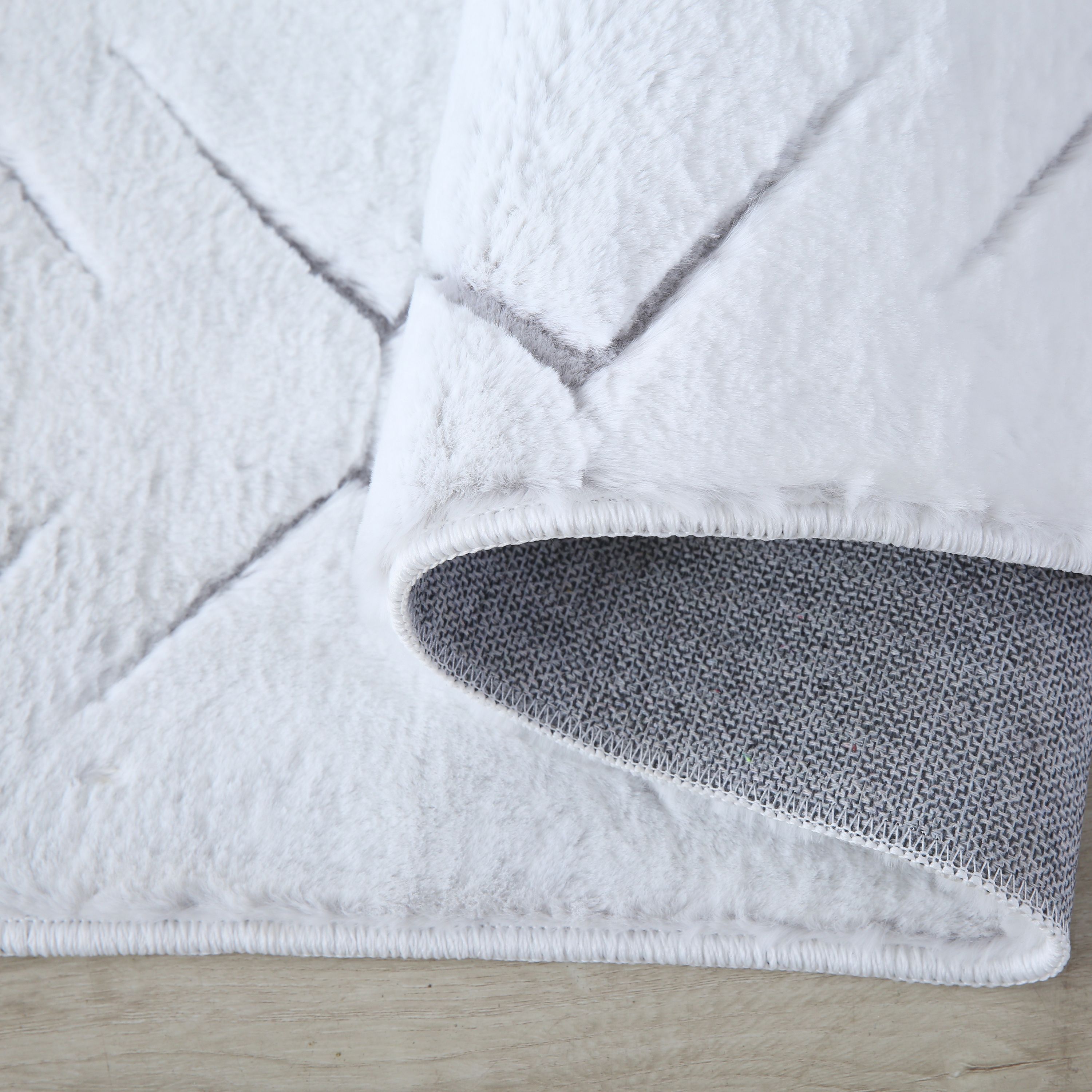 Teppich Wohnzimmer 3D Effekt Skandinavisches Design Soft Weich Felloptik