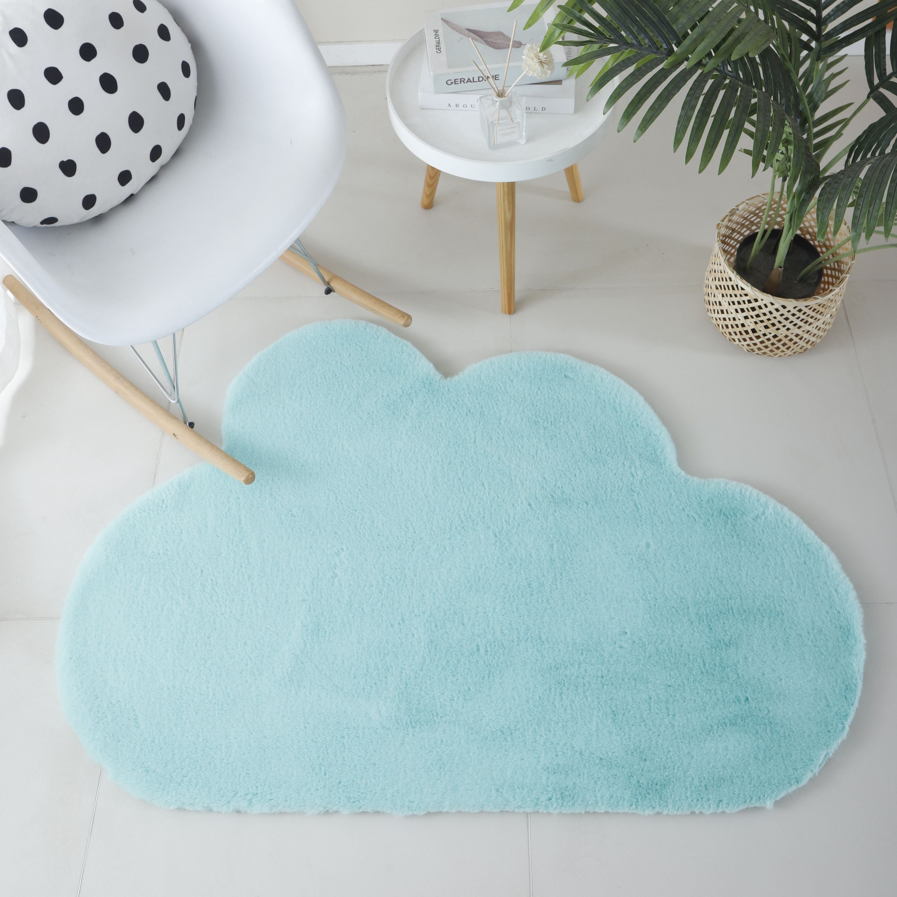 Rug plush plain cloud shape faux fur children's room super soft fur look