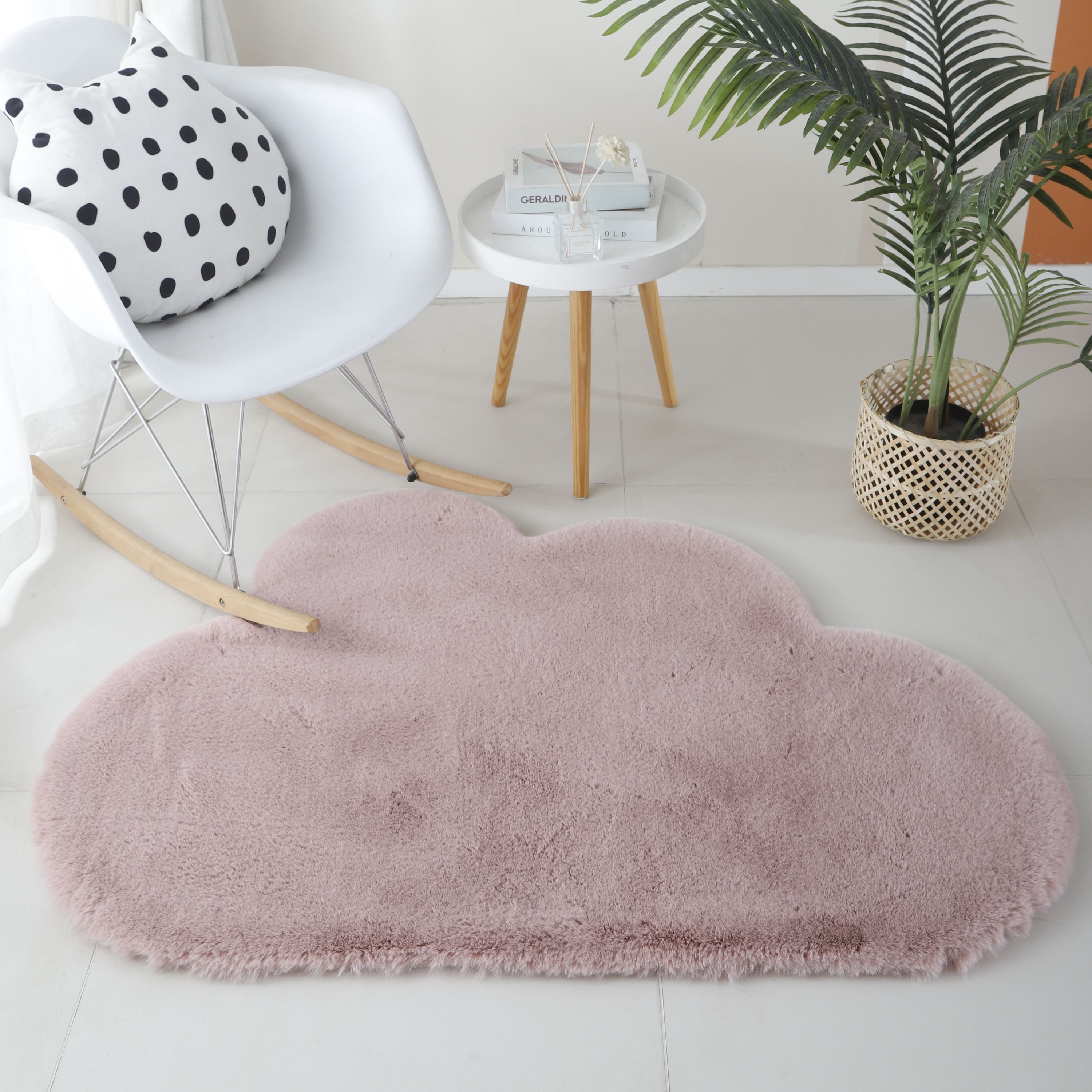 Rug plush plain cloud shape faux fur children's room super soft fur look