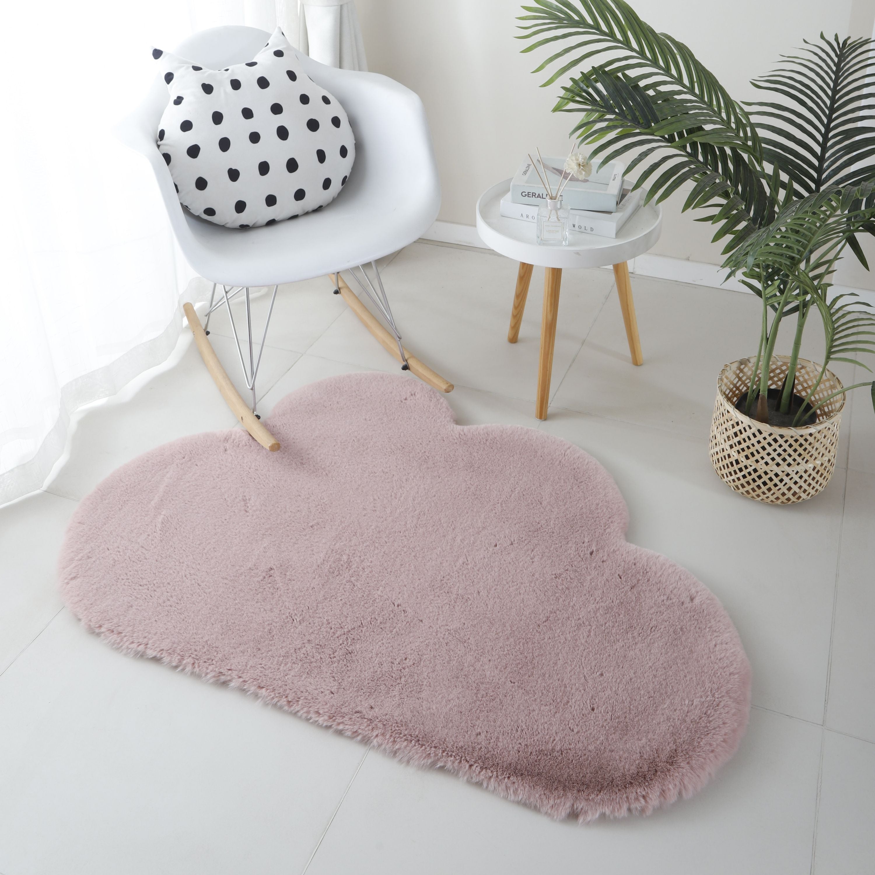 Rug plush plain cloud shape faux fur children's room super soft fur look