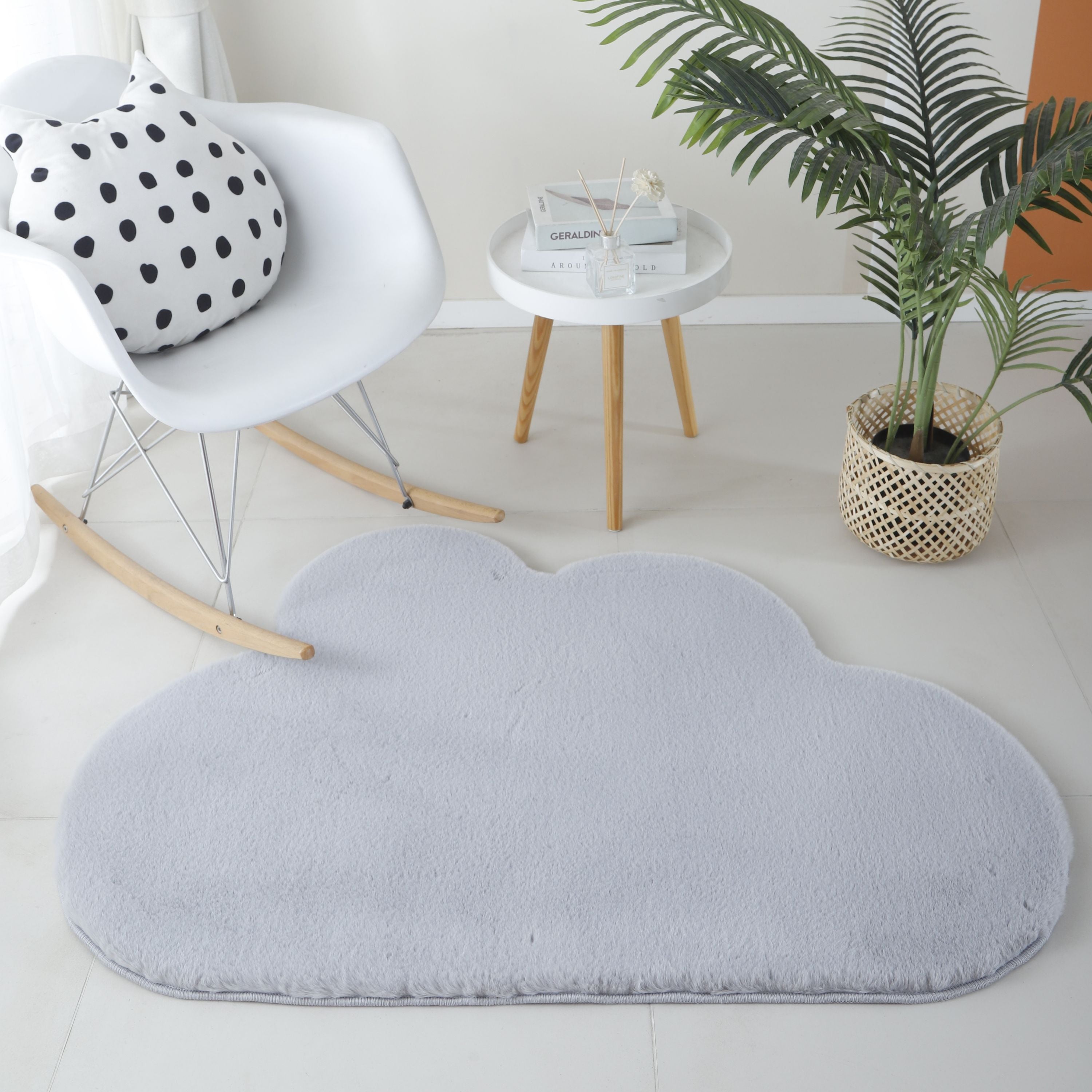 Rug plush plain cloud shape faux fur children's room super soft fur look