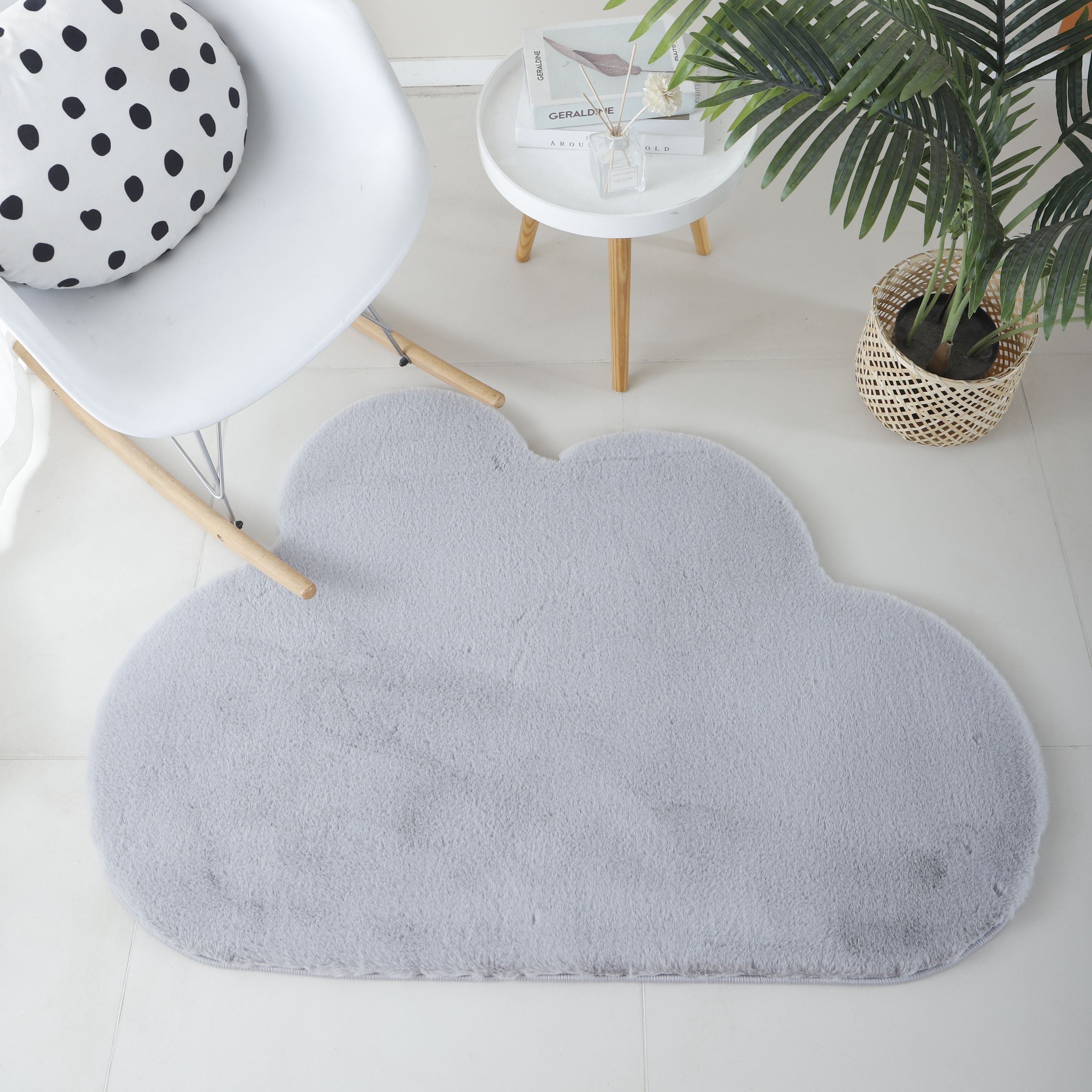 Rug plush plain cloud shape faux fur children's room super soft fur look