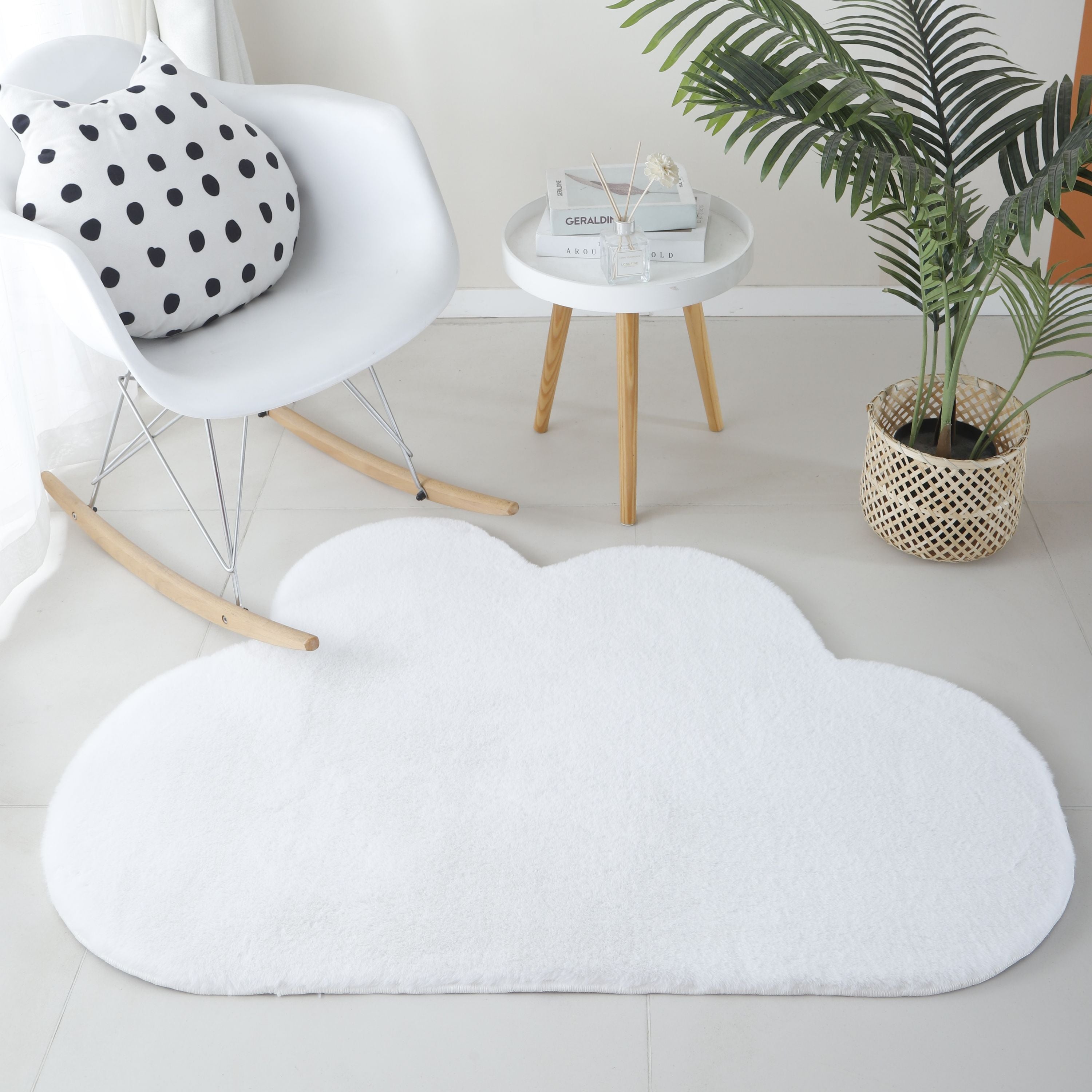Rug plush plain cloud shape faux fur children's room super soft fur look
