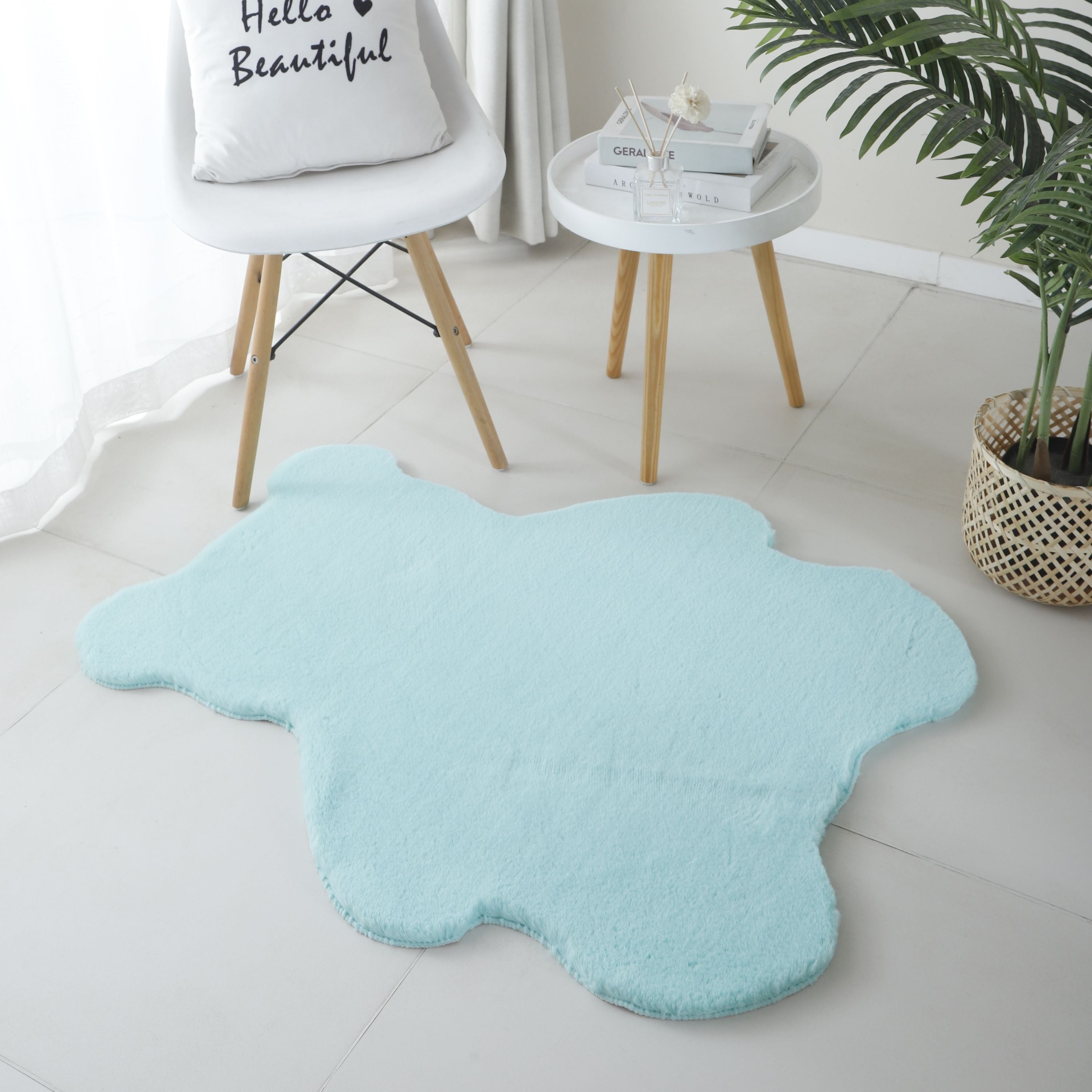 Rug plush plain bear shape faux fur children's room super soft fur look