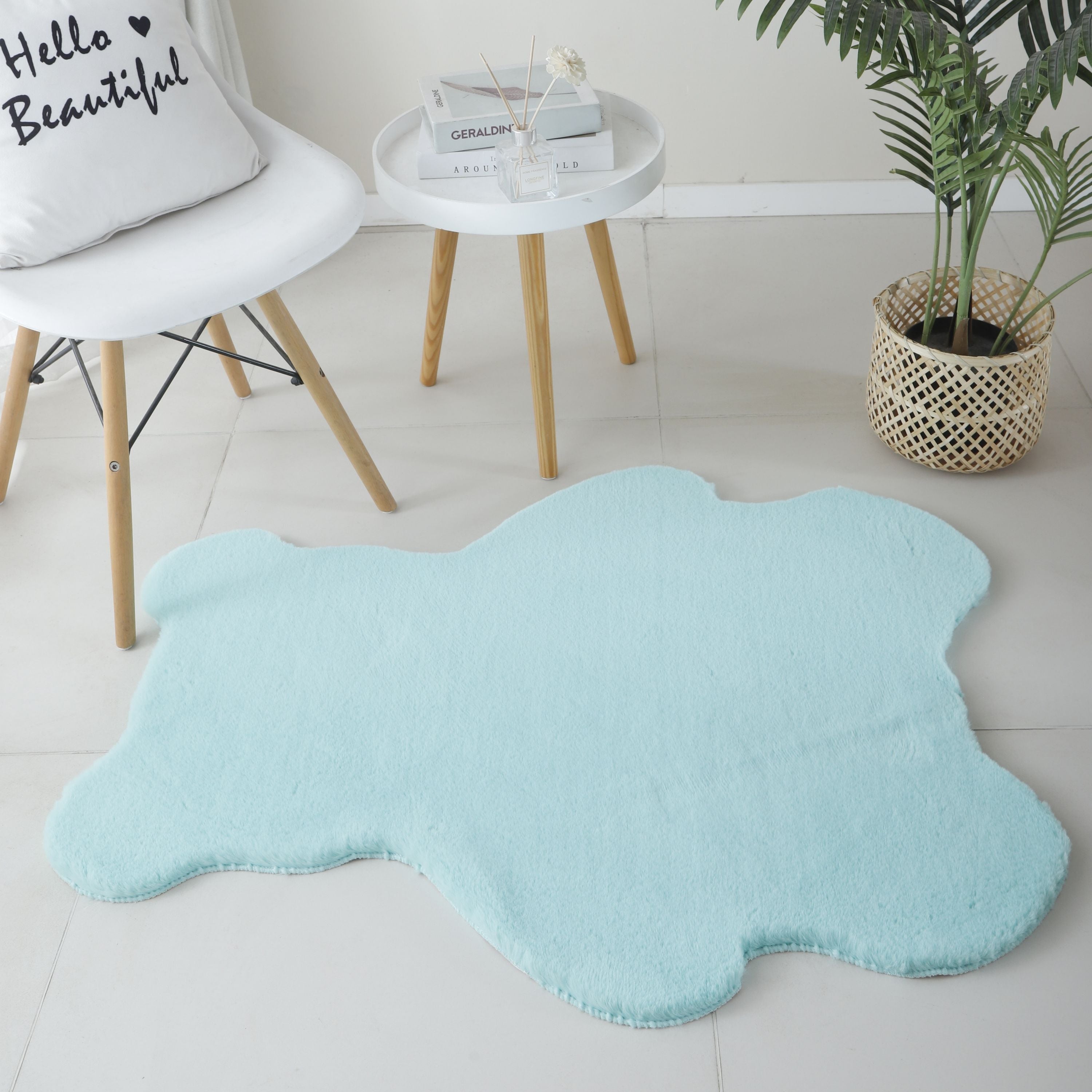 Rug plush plain bear shape faux fur children's room super soft fur look
